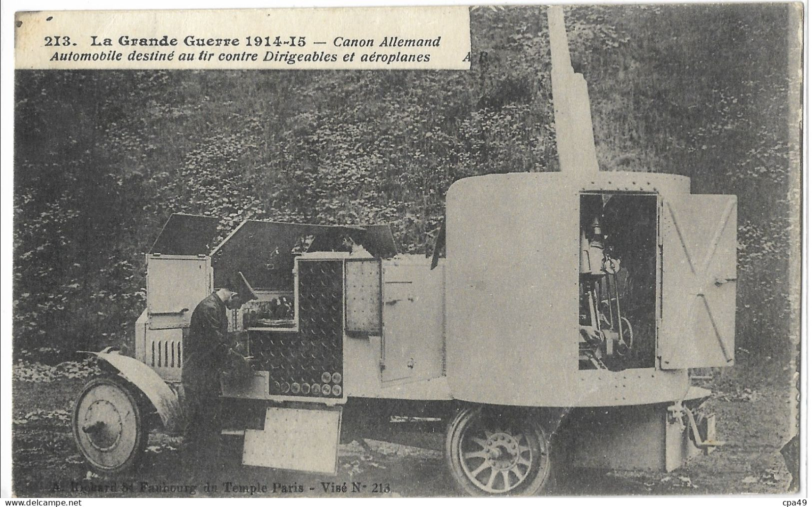 LA  GRANDE  GUERRE  1914 - 15  CANON   ALLEMAND  AUTOMOBILE  DESTINE  AU  TIR CONTRE  DIRIGEABLES ET  AEROPLANES - Photos