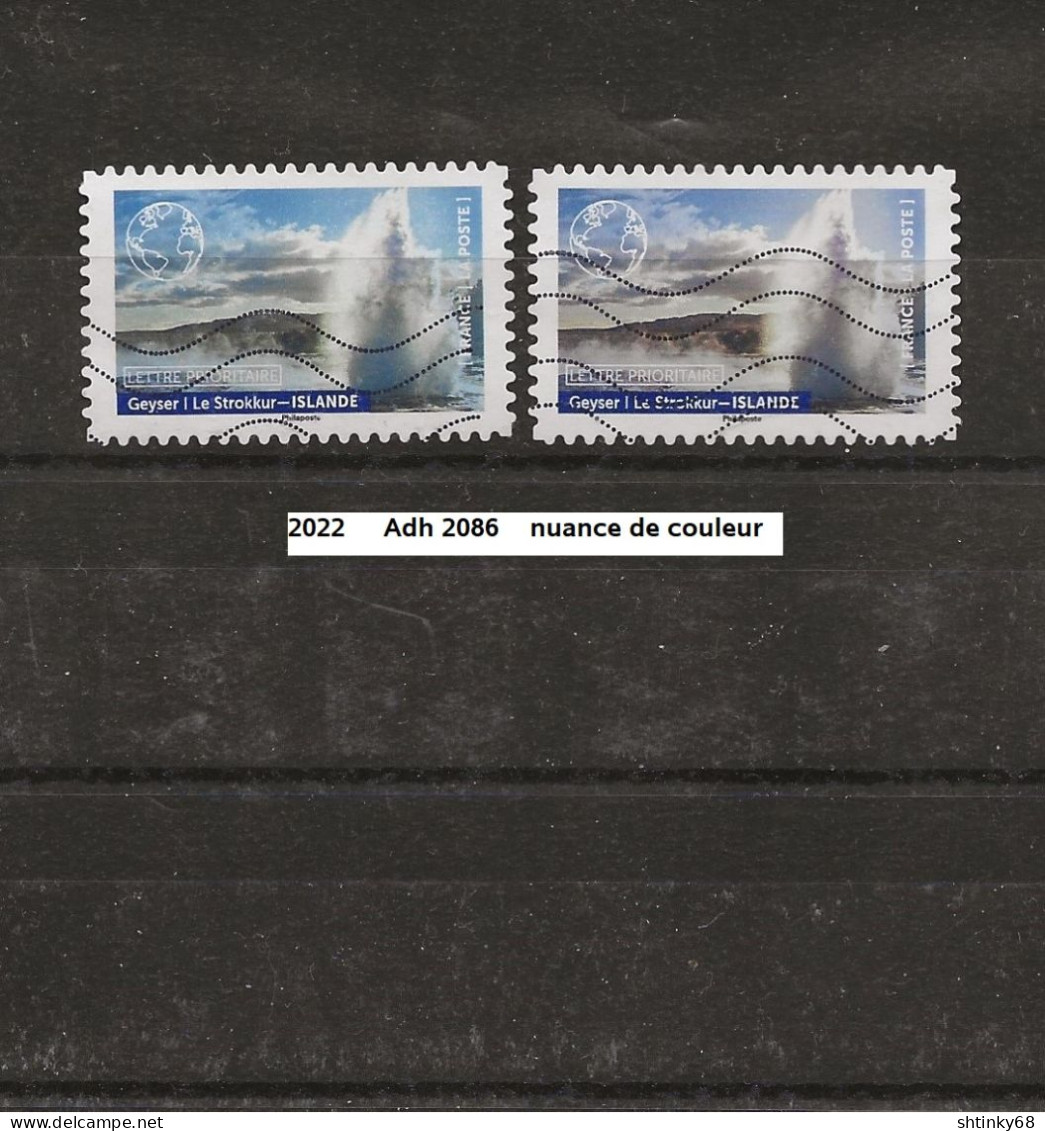 Variété Adhésif De 2022 Oblitéré Y&T N° Adh 2086 Nuance De Couleur - Used Stamps