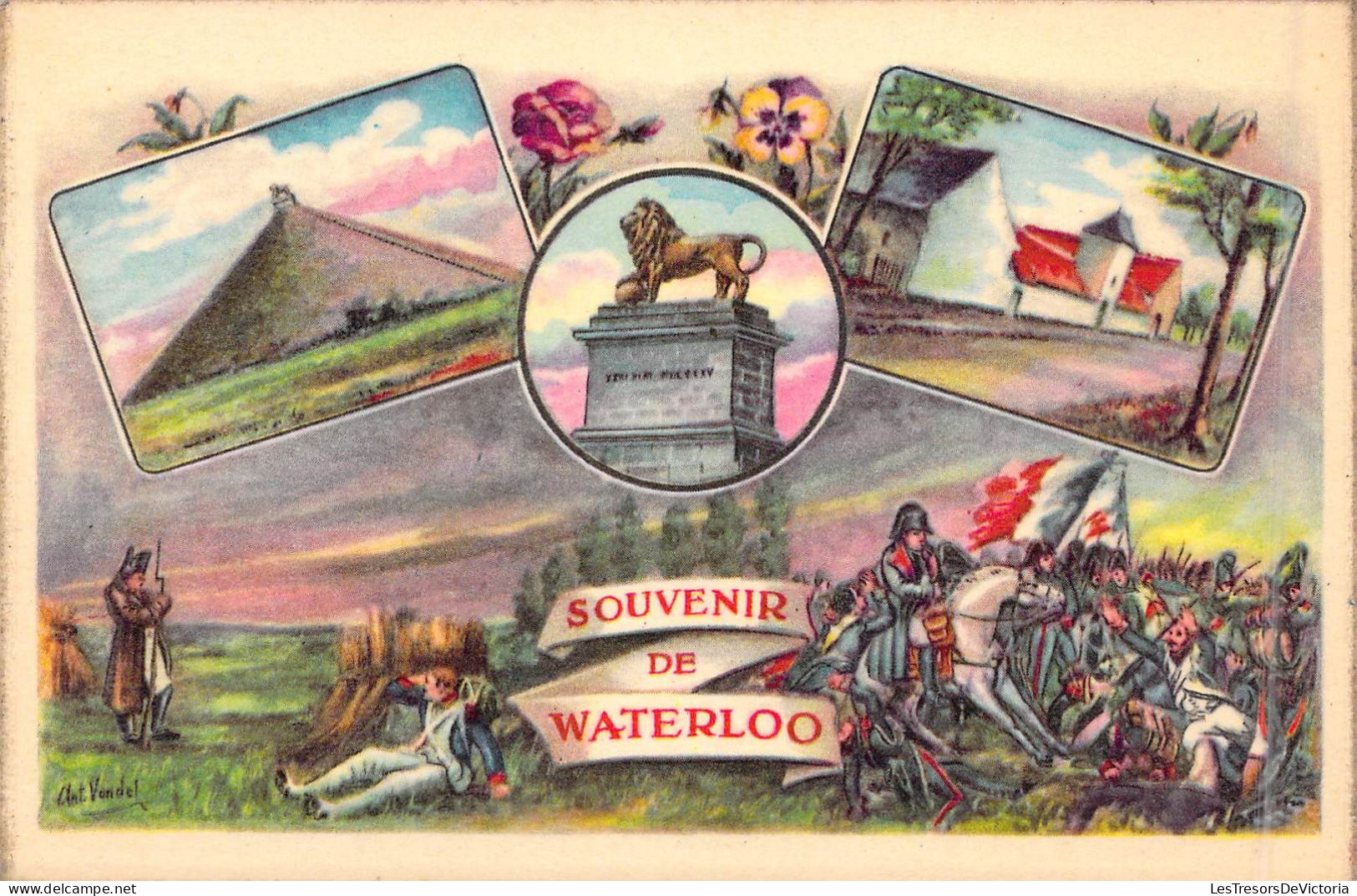 Personnages Historique - Napoléon I - Souvenir De Waterloo - La Butte - Le Lion - La Ferme.. - Carte Postale Ancienne - Personnages Historiques