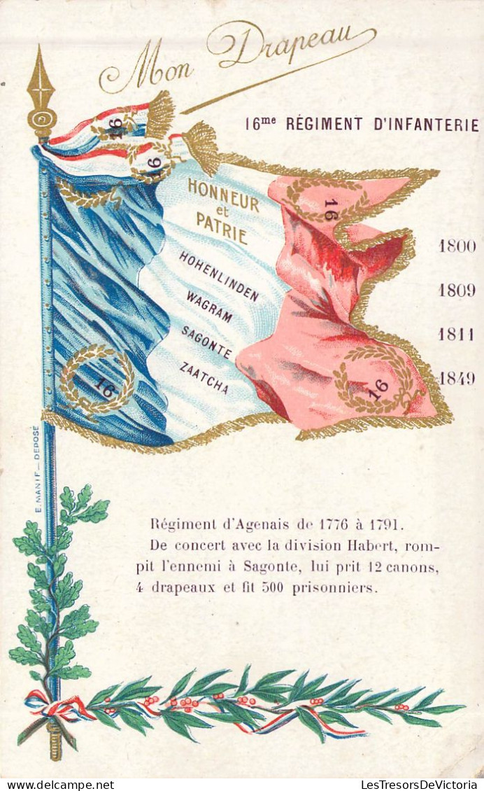 Militaria - Régiments - 16me Régiment D'infanterie - Honneur Et Patrie - Agenais - Carte Postale Ancienne - Regimente