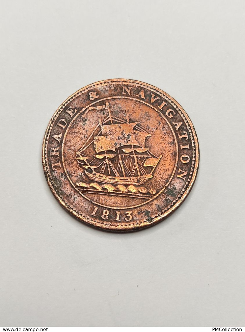 JETON HALF PENNY 1813 TRADE & NAVIGATION NOUVELLE ECOSSE ROYAUME UNI - Monétaires/De Nécessité