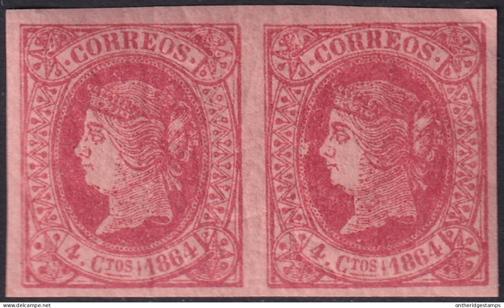 Spain 1864 Sc 62a Espana Ed 64a Yt 60 Pair MNH** Cracked Gum Creases - Nuevos