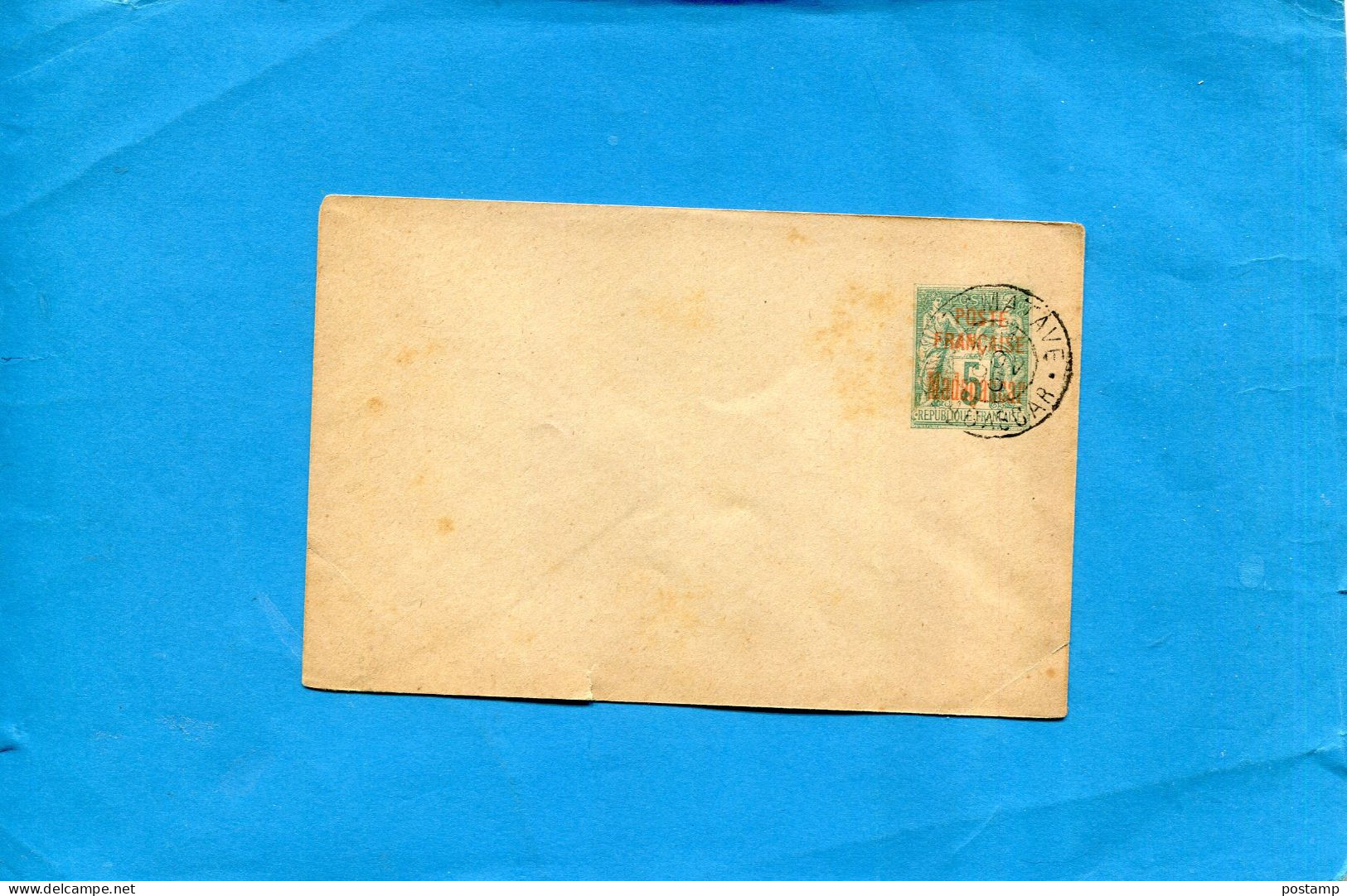 Madagascar+petite Enveloppe Entier Postal Stationnery- 5c Sage Cachet TAMATAVE 1896 - Brieven En Documenten