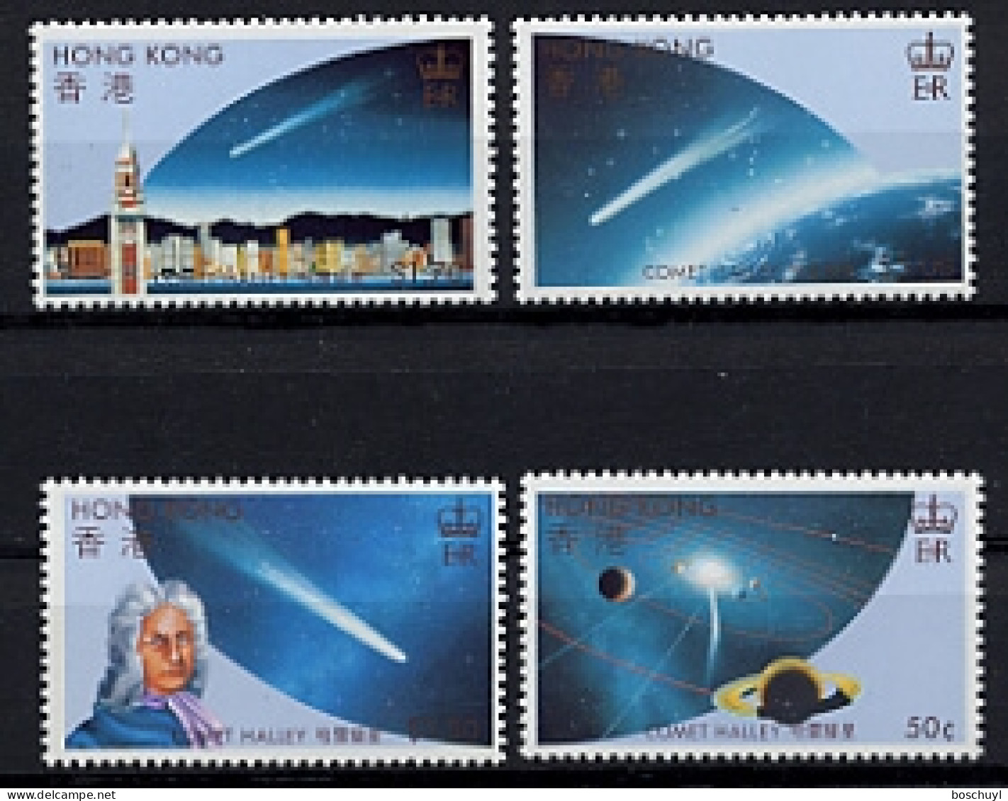 Hong Kong, 1986, Halley's Comet, Space, MNH, Michel 478-481 - Unused Stamps