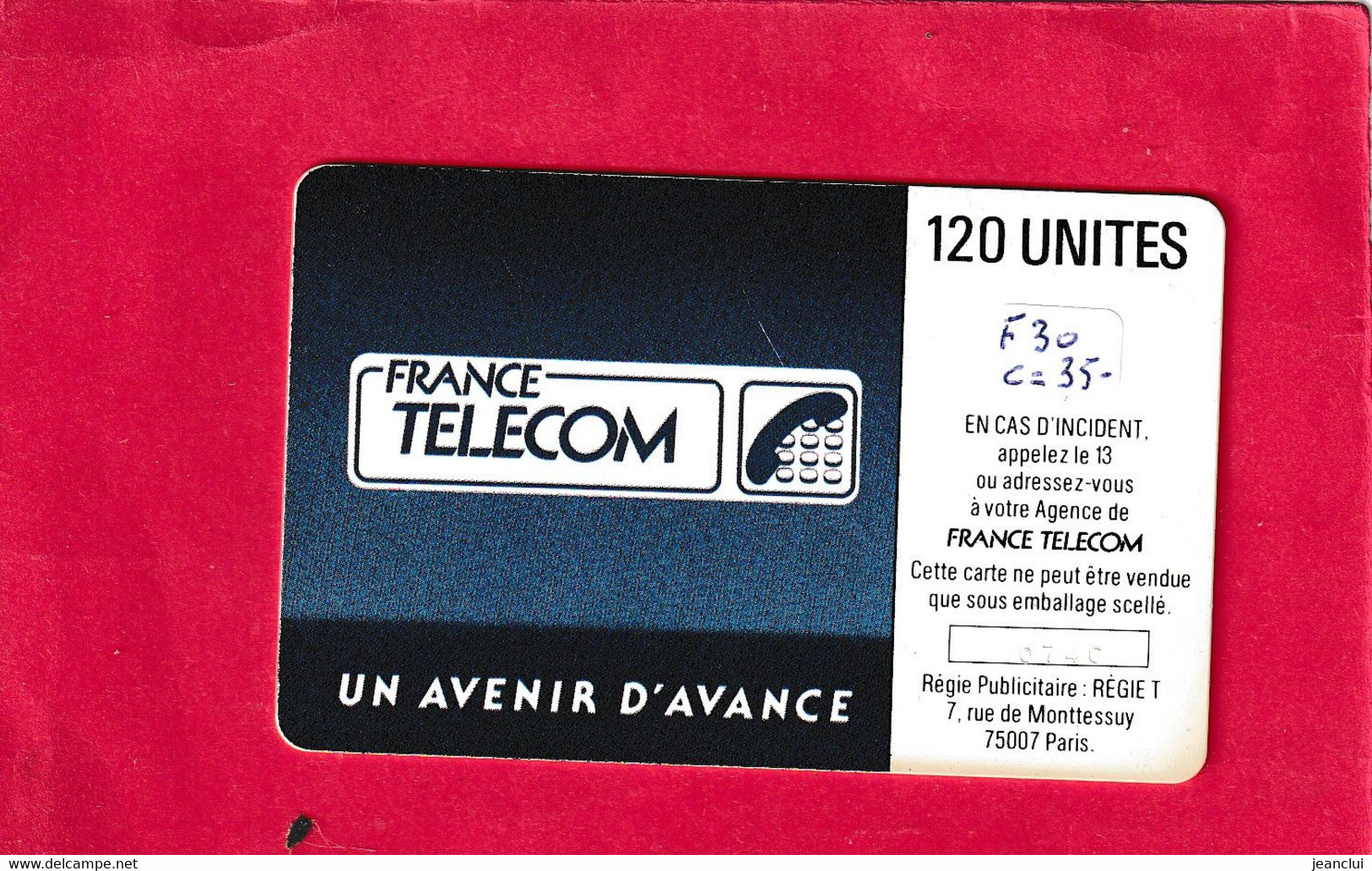 F 30 - SOLEIL BLEU - 120 U - SO2 - COTE  =  35 €  .  2 SCANES - 1988