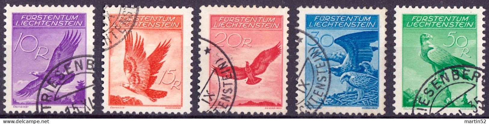 Liechtenstein 1935: Adler Aigle Eagle (Aquila Chrysaetos) Zu PA 9y-13y Mi 143x-147x TRIESENBERG 15.XI.35 (Zu CHF 300.00) - Air Post