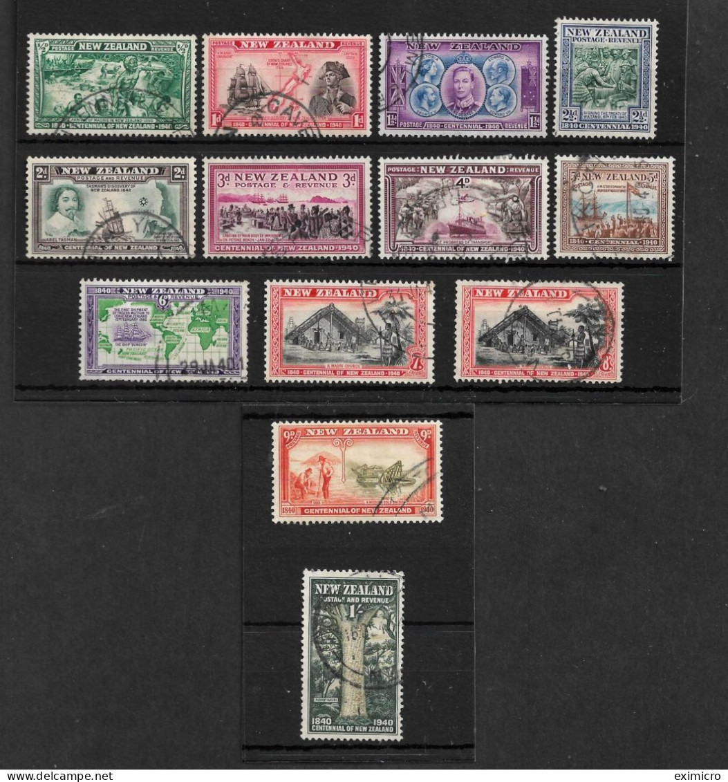 NEW ZEALAND 1940 CENTENARY OF PROCLAMATION OF BRITISH SOVEREIGNTY SET SG 613/625 FINE USED Cat £20 - Used Stamps