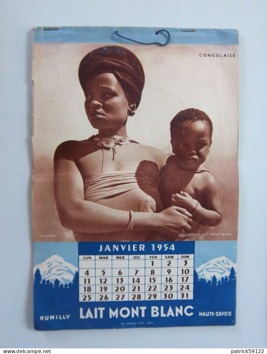 CALENDRIER 1954 - LAIT MONT BLANC - RUMILLY - HAUTE SAVOIE - LES FEMMES DU MONDE - - Formato Grande : 1941-60