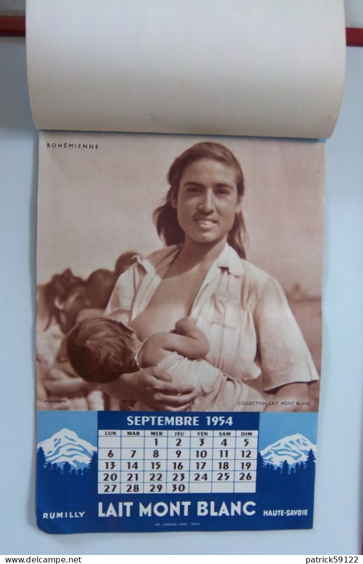 CALENDRIER 1954 - LAIT MONT BLANC - RUMILLY - HAUTE SAVOIE - LES FEMMES DU MONDE -