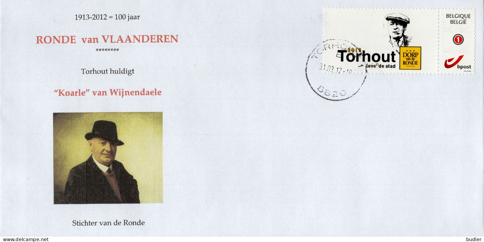 BELGIË/BELGIQUE:Private Stamp On Trav.cover:VELO,BIKE,CYCLE RACING,TOUR Of FLANDERS,K.van WIJNENDAELE,TORHOUT,WIELRENNEN - Unclassified