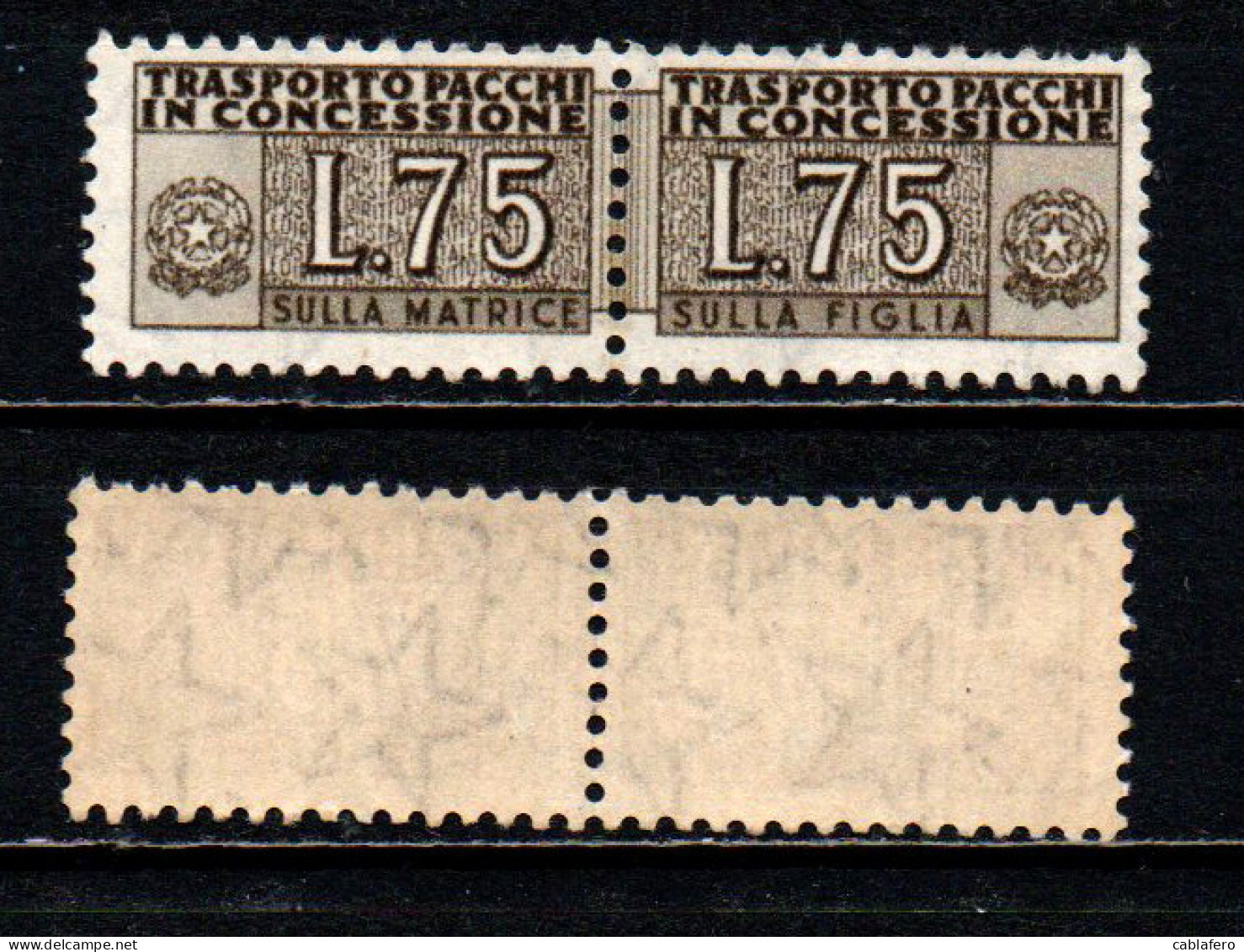 ITALIA - 1955 - PACCHI IN CONCESSIONE - FILIGRANA STELLE - 75 LIRE - MNH - Consigned Parcels