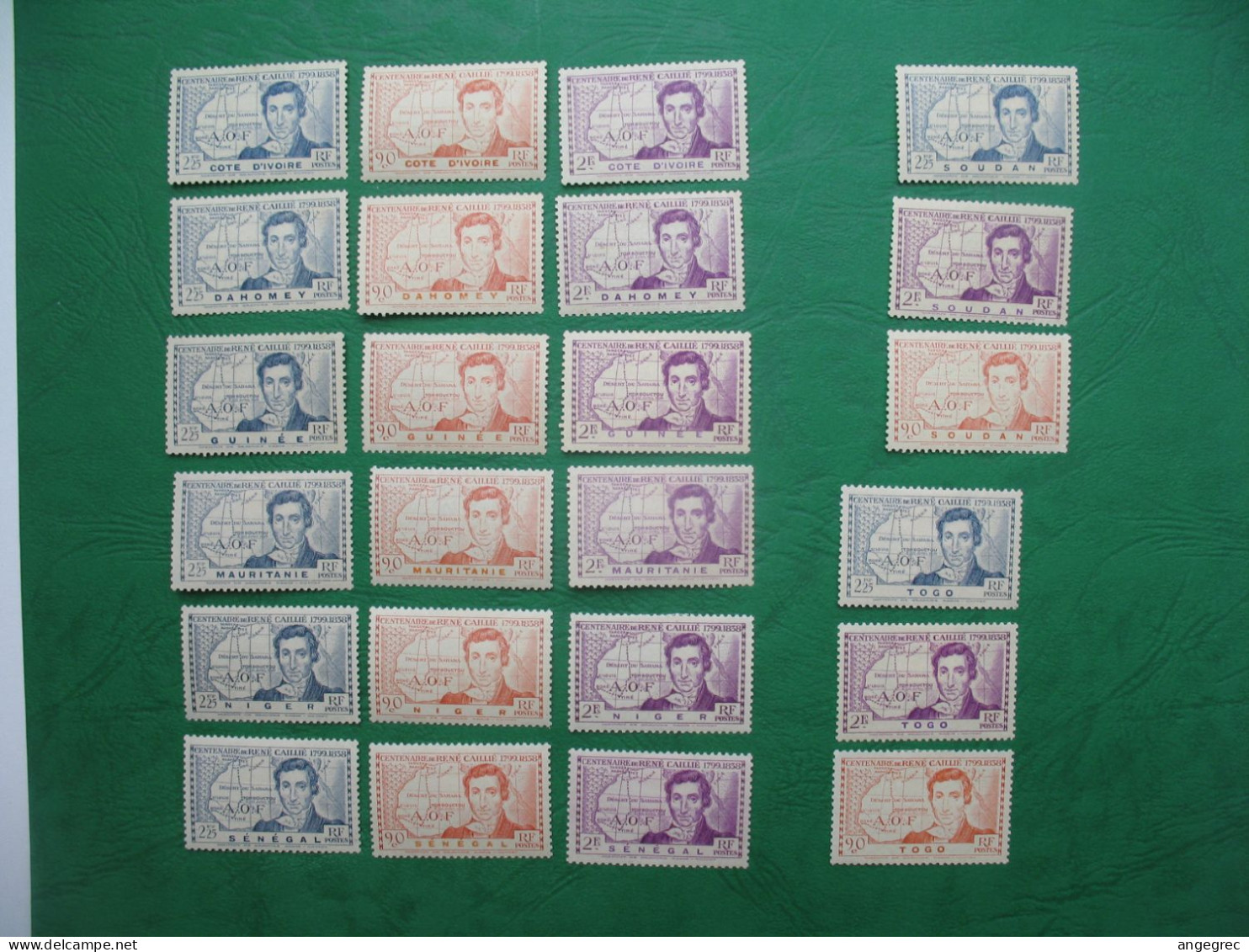 Grandes Séries Coloniales : 1939 Centenaire De René Caillé  Neuf * 24 Timbres  C: 52 € - 1939 Centenaire De René Caillé