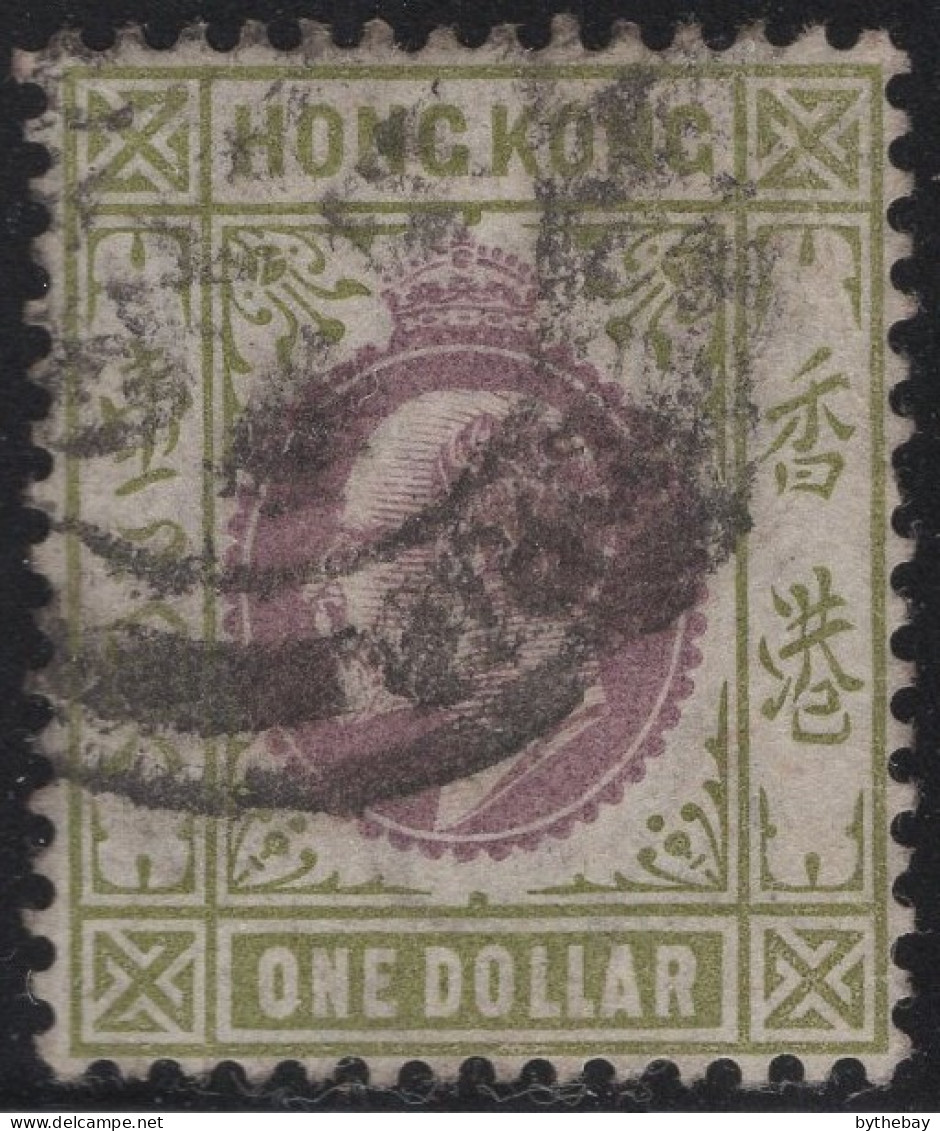 Hong Kong 1903 Used Sc 81 $1 Edward VII Variety Crease, Perf Faults - Used Stamps