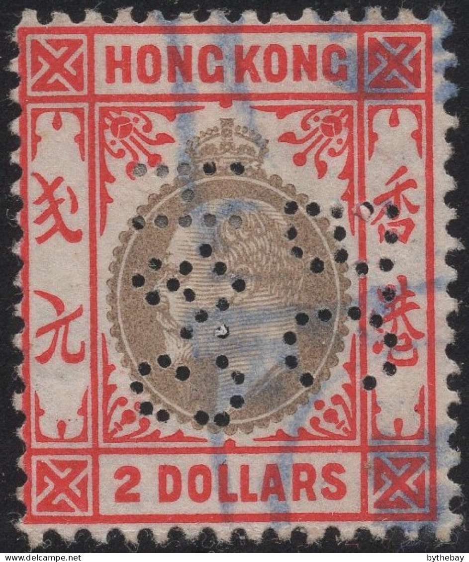 Hong Kong 1904-11 Used Sc 104 $2 Edward VII Perfin H&S B.C - Usados