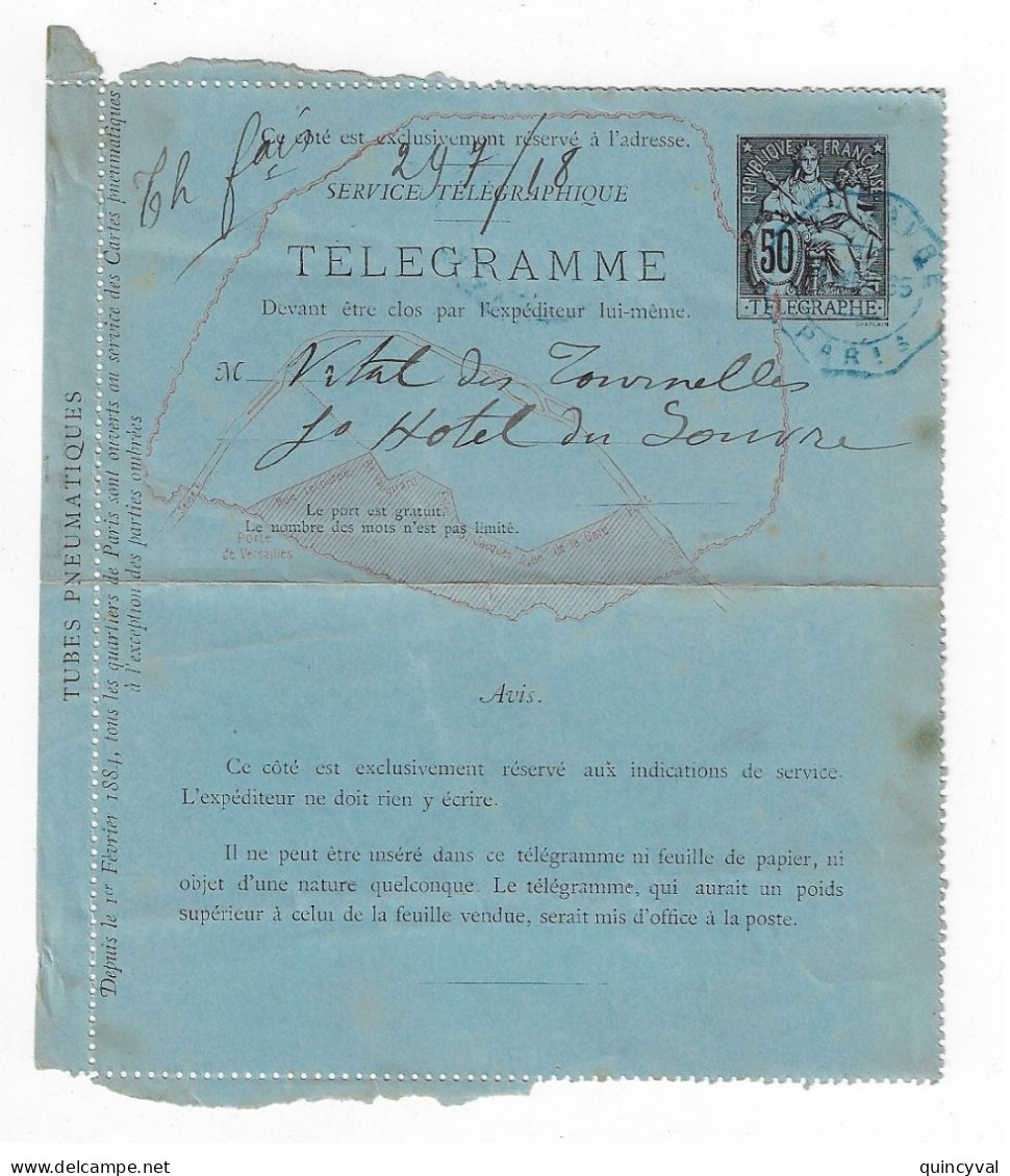 Pl Du HAVRE PARIS Carte Lettre Pneumatique 50c Chaplain Noir SUD Ombré En Rouge Yv 2529 Dest Th Français - Rohrpost