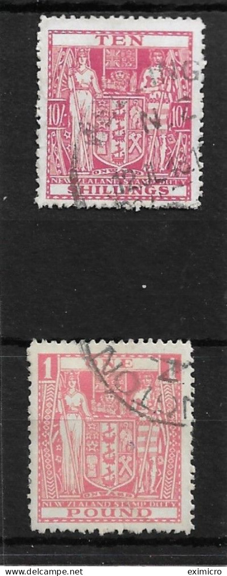 NEW ZEALAND 1940 - 1958 10s, £1 POSTAL FISCALS SG F201,F203 FINE USED Cat £10.50 - Fiscaux-postaux