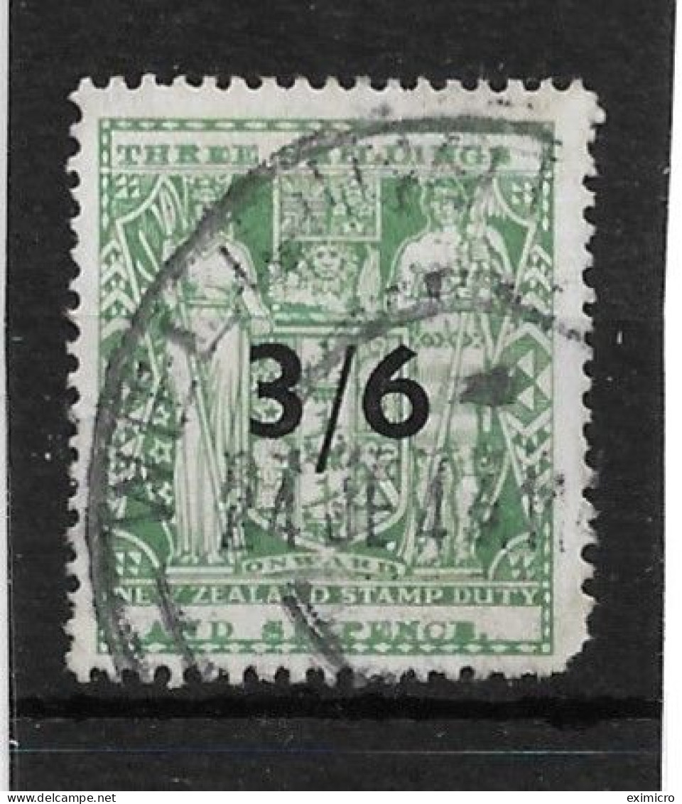 NEW ZEALAND 1942 3/6 On 3s 6d (Type 1) POSTAL FISCAL SG F212 FINE USED Cat £10 - Fiscali-postali