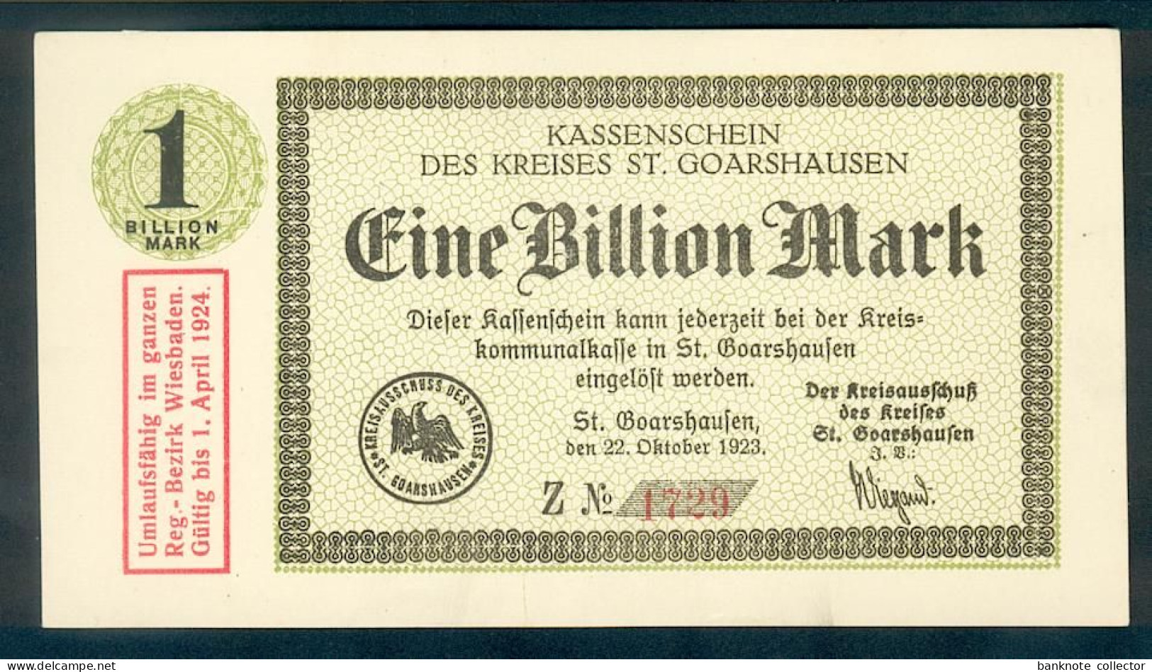 Deutschland, Germany, St. Goarshausen - 1 Billion Mark, 1923 ! - 1 Billion Mark