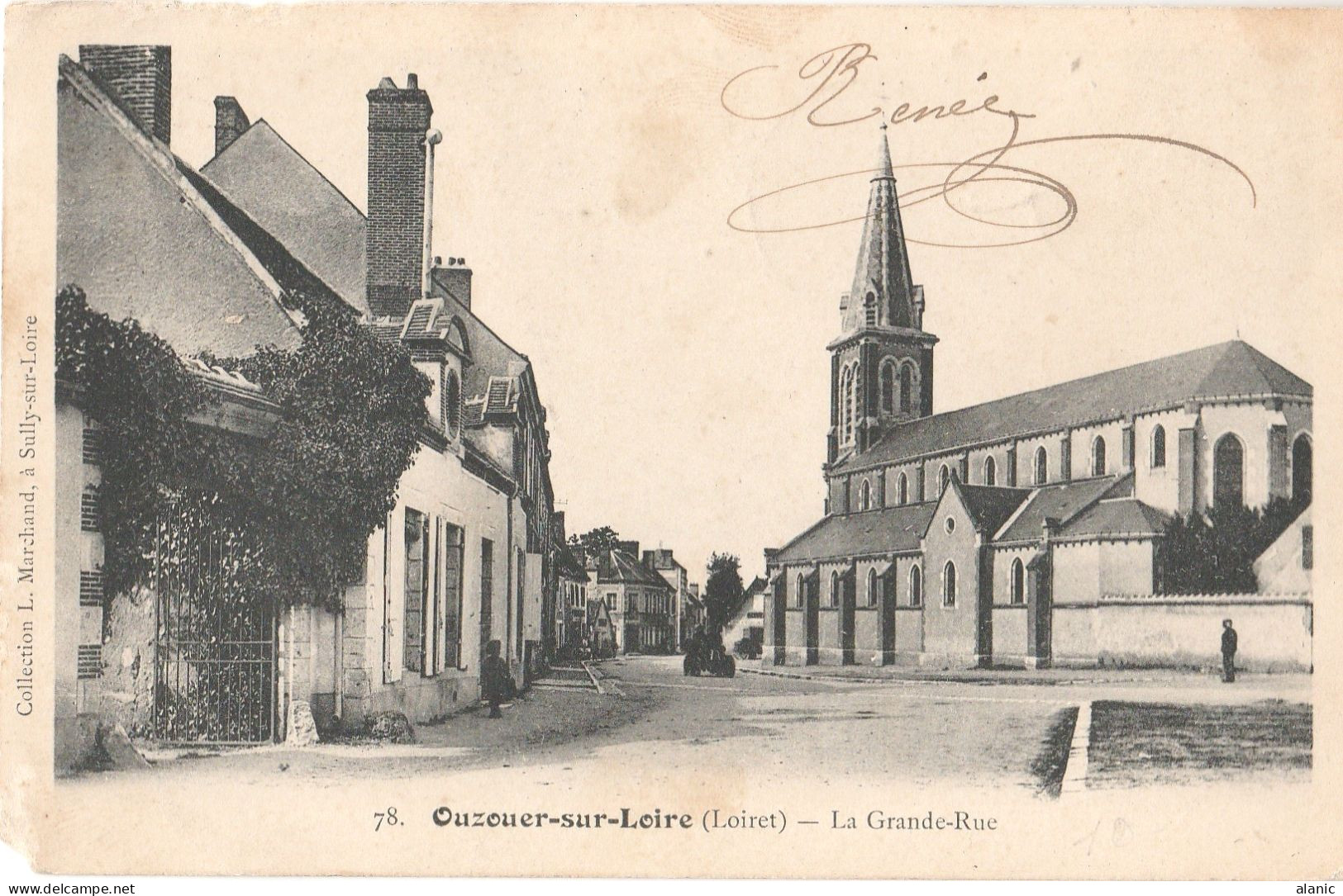 CPA-45-OUZOUER-SUR-LOIRE  -LA  GRANDE RUE-Circulée -Animée- 1904- PEU CONNUE- En L état- - Ouzouer Sur Loire