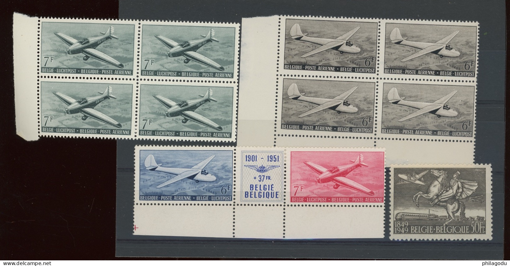 1949-1951 Avions **. Cote 190-€.  Postfris. ++. Sans Charnière - Neufs