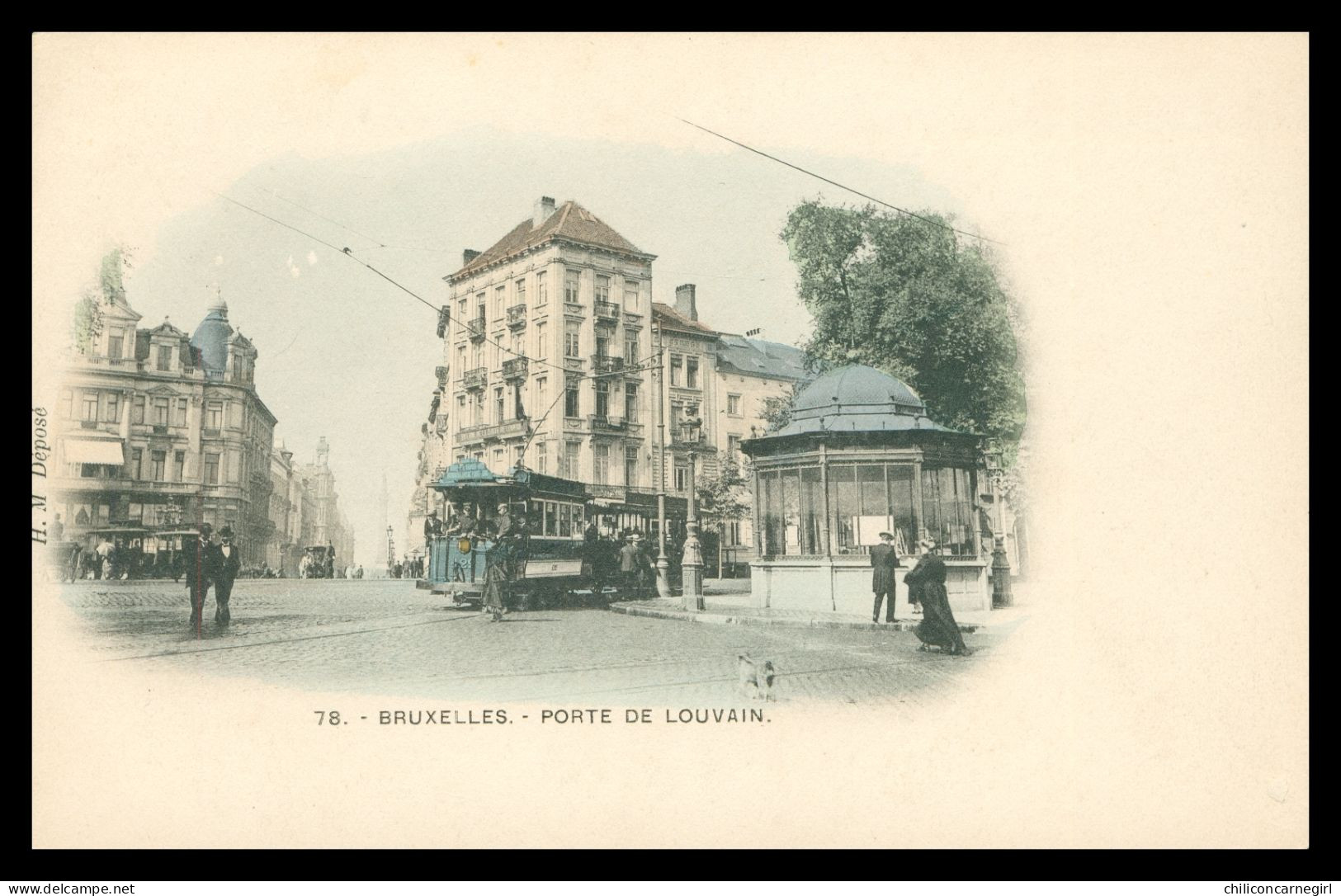 * Cp Nuage - BRUXELLES - Porte De Louvain - Passage Du Tram - Tramway - Animée - Colorisée - 78 - Edit. H.M. - Nahverkehr, Oberirdisch