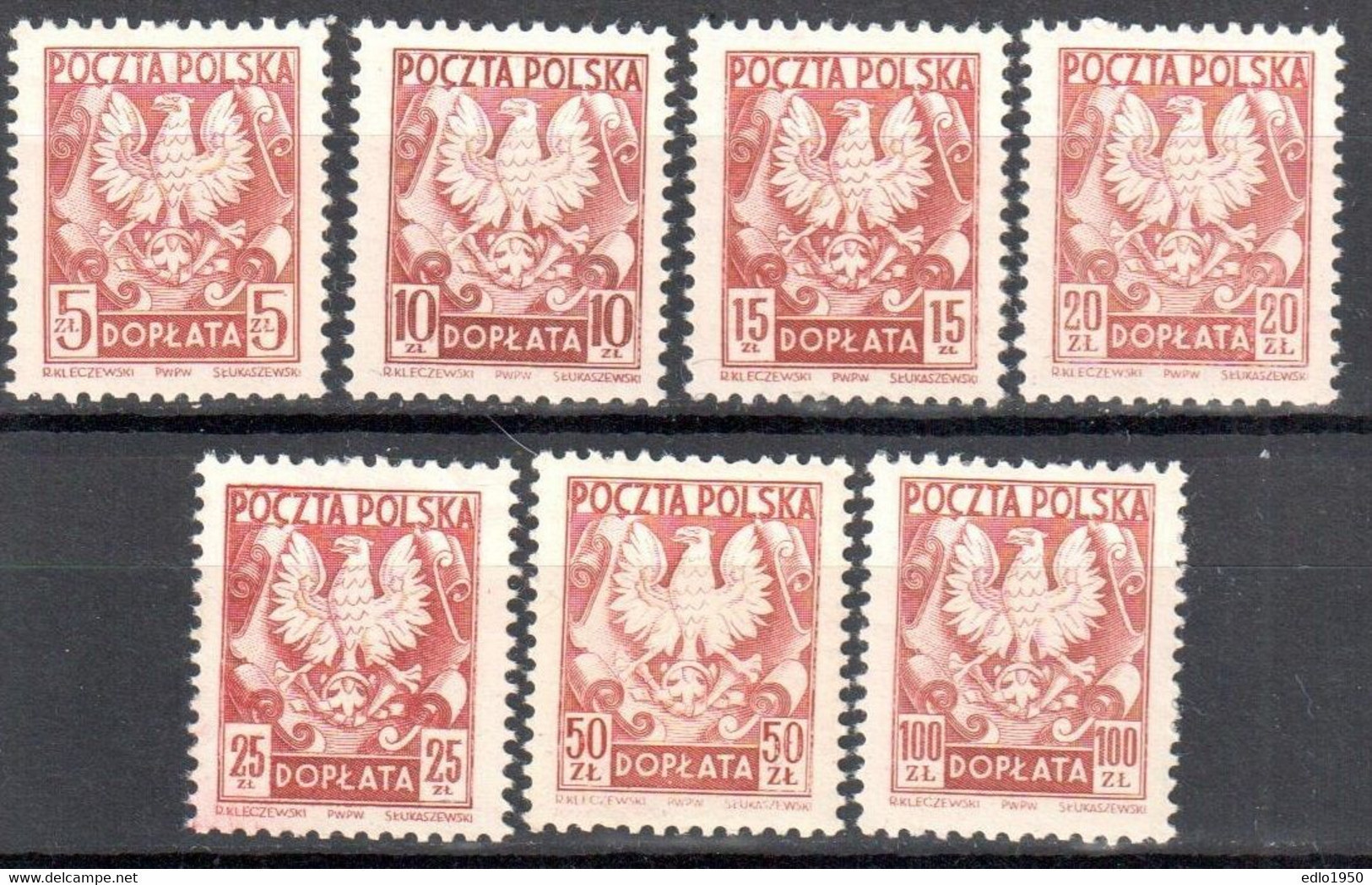 Poland 1950 - Postage Due - Mi.114-20 - MNH(**) - Portomarken