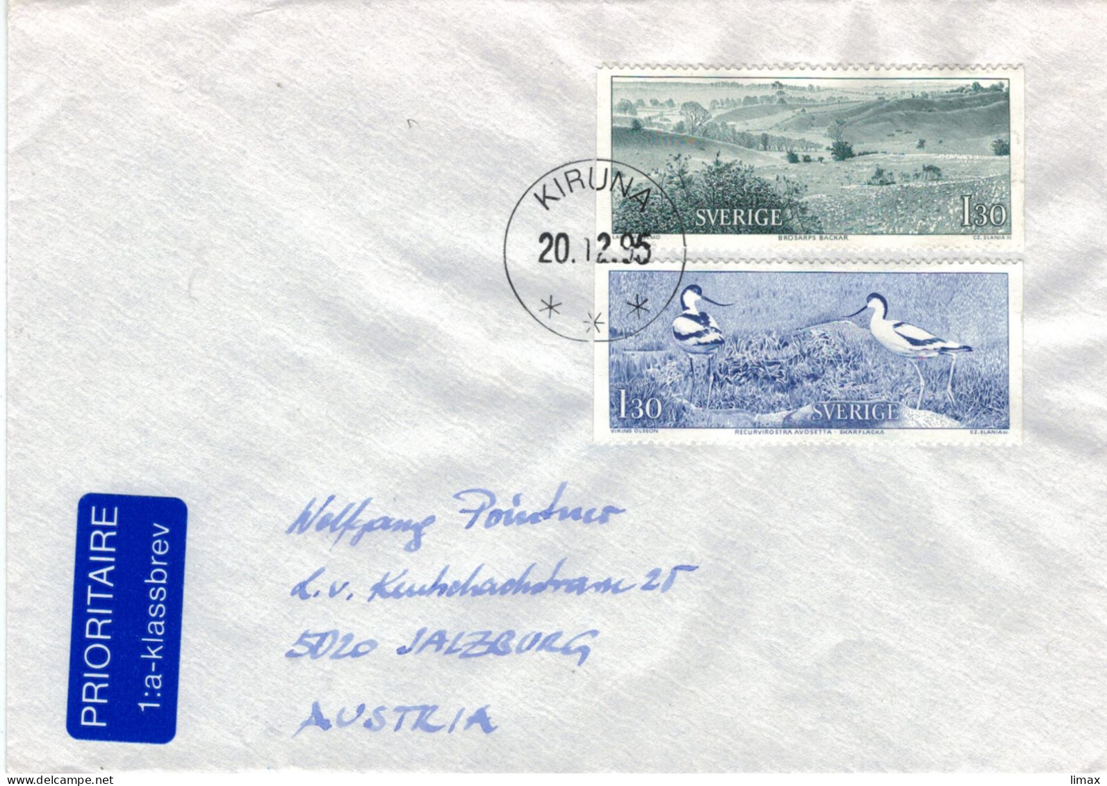 Kiruna 1995 Landschaft - Wattenmeer Säbelschnäbler Recurvirostra Avosetta - Storia Postale