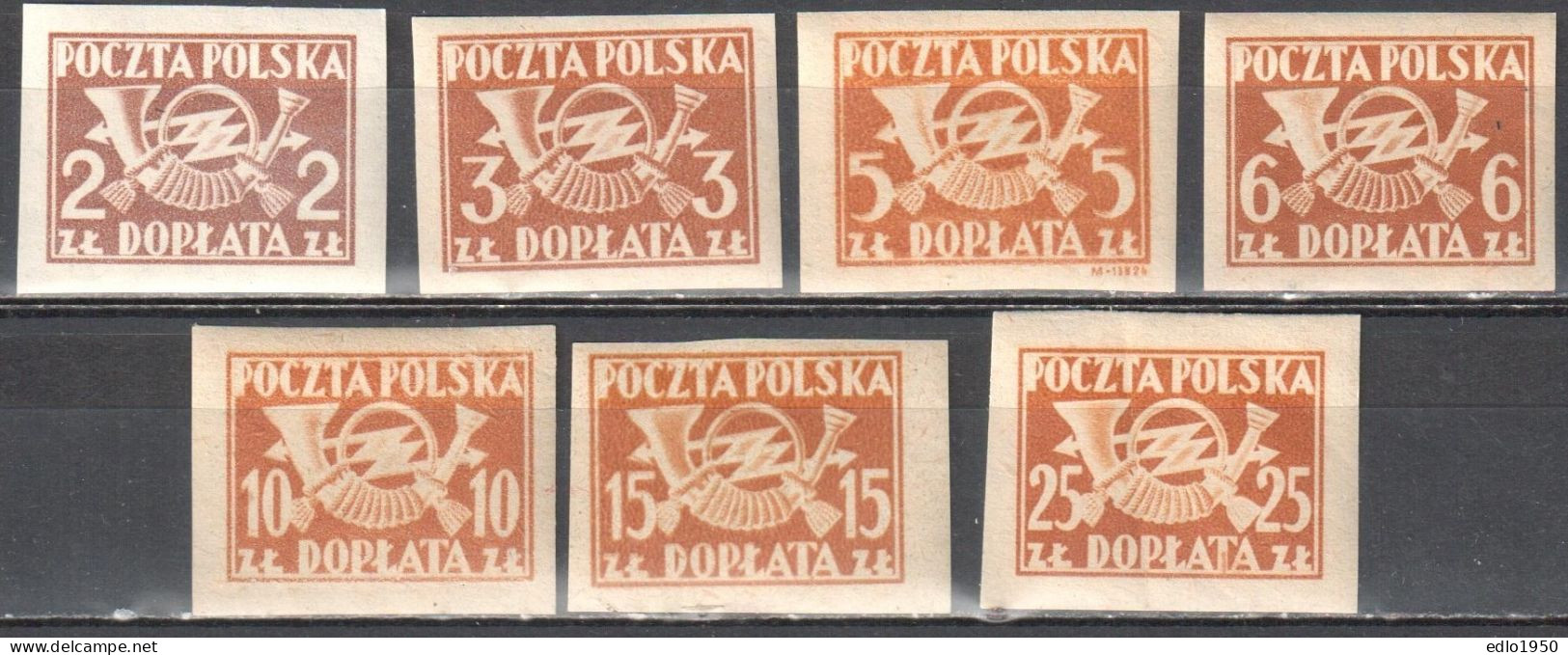 Poland 1946 - Postage Due - Mi.104-13B- 7v - MNH(**) - Impuestos