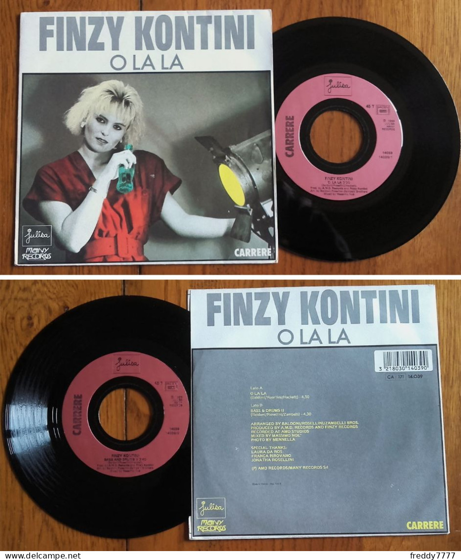 RARE French SP 45t RPM (7") FINZY KONTINI «O La La» (1986) - Ediciones De Colección