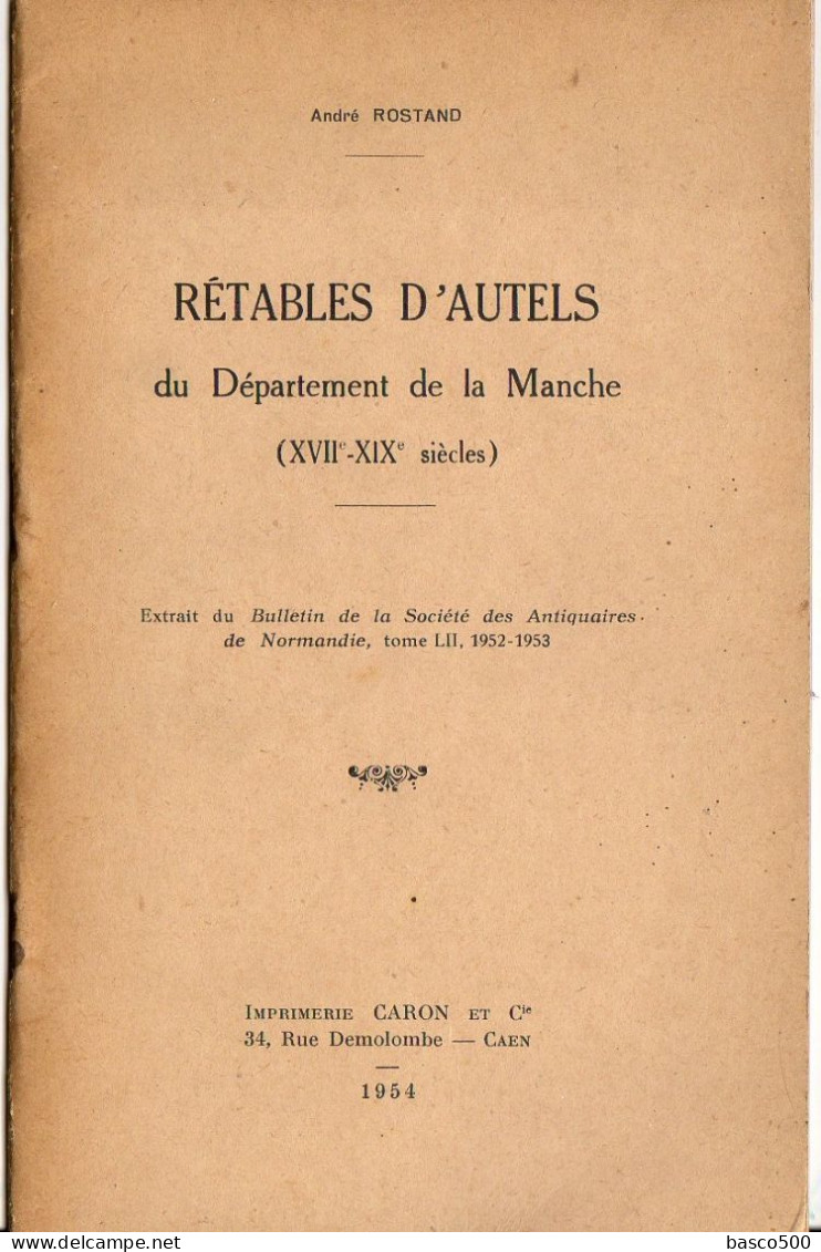 1954 MANCHE (50) Livret RETABLES D'AUTELS Des EGLISES De La MANCHE - Normandie