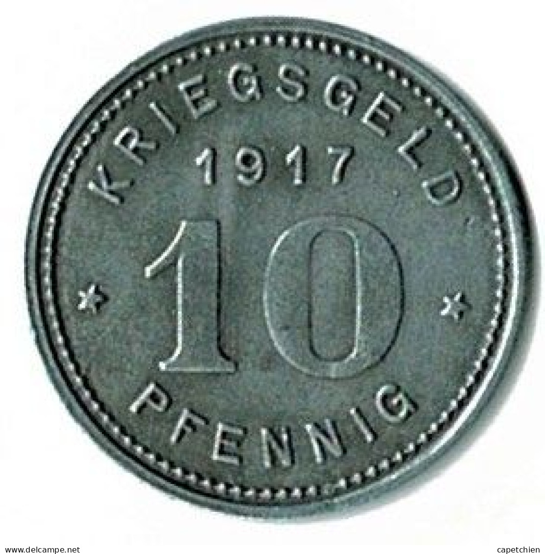 ALLEMAGNE / NOTGELD / STADT WTTEN / 10 PFG../ 1917 / ZINC / 23 Mm / ETAT TTB / 604.2A - Monetary/Of Necessity