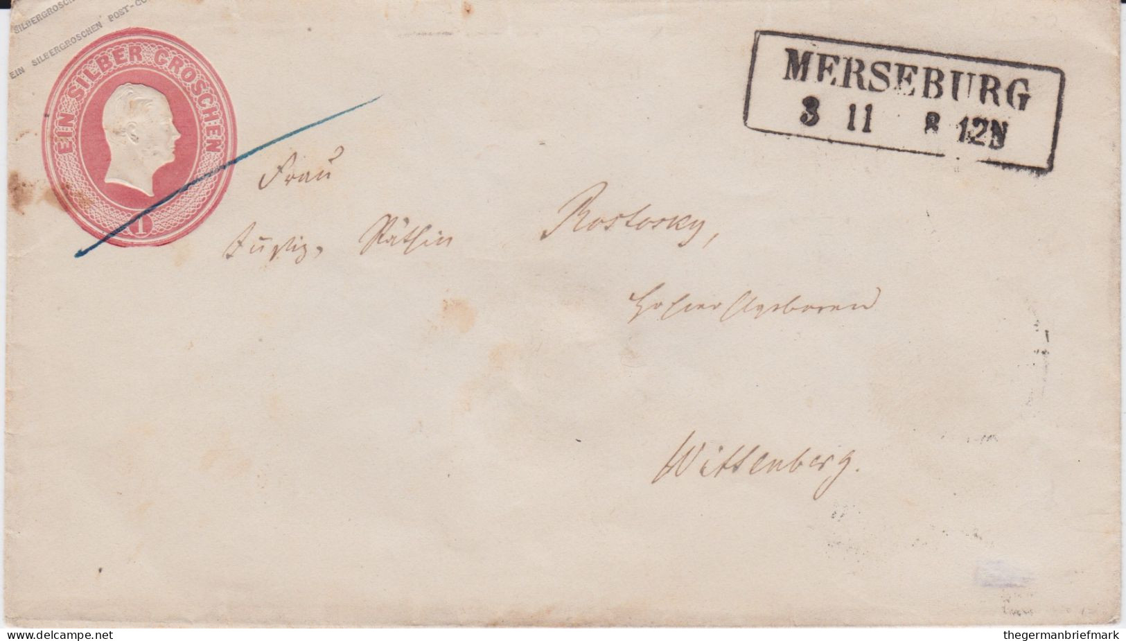 Preußen Ganzsache U 11 A Ra2 Merseburg N Wittenberg Ca 1855 - Postal  Stationery