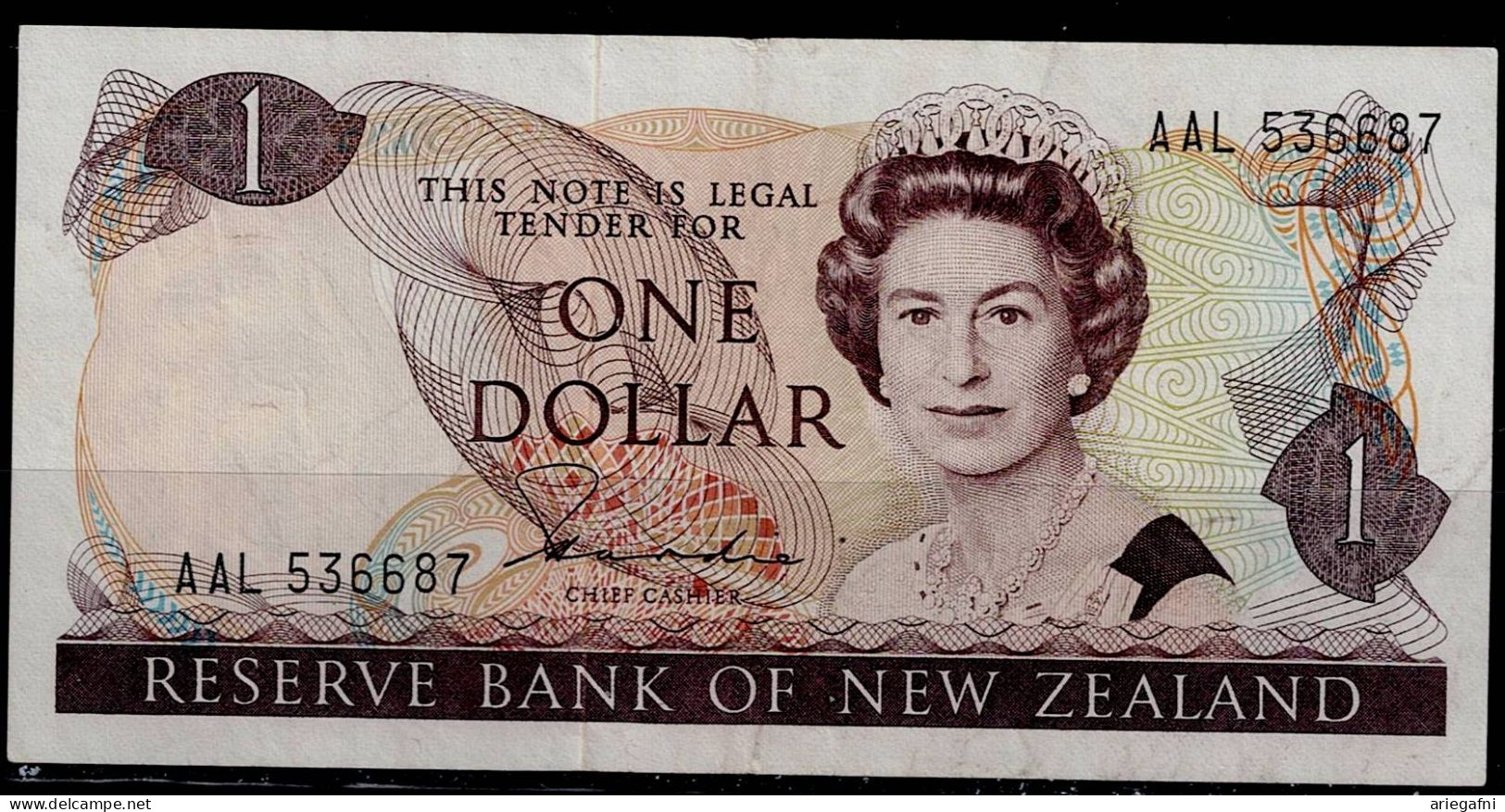 NEW ZEALAND 1981-1985 BANKNOTES ONE DOLLAR AAL 536687 UNC !! - Nouvelle-Zélande