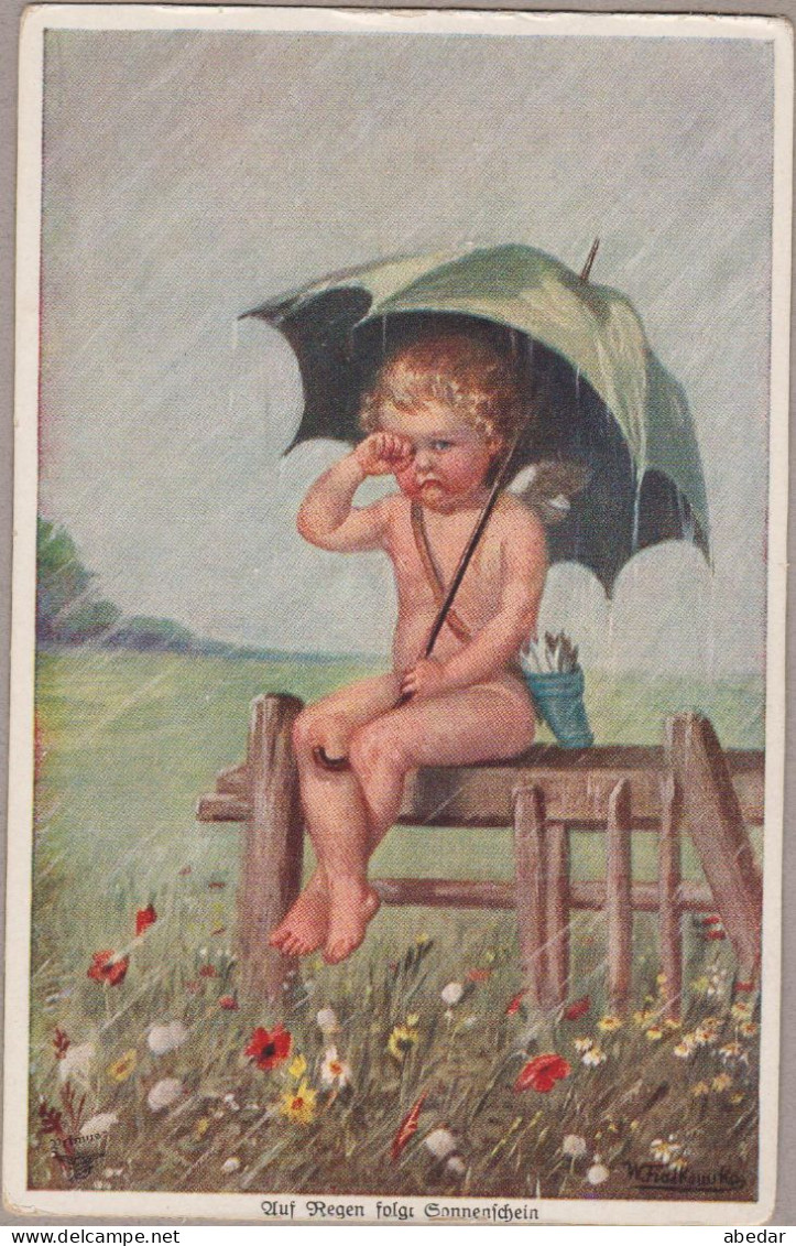 Wally Fialkowska  Enfant Kid Umbrella Old PC. Cpa. 1919 - Fialkowska, Wally