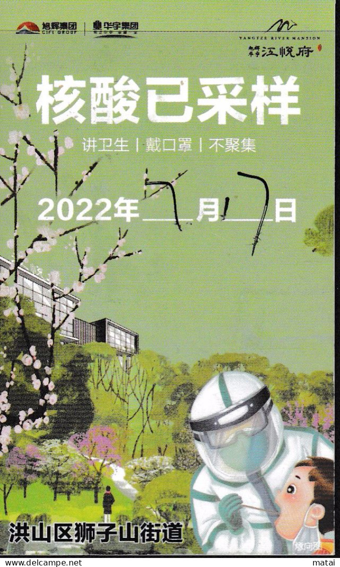 CHINA CHINE 2022 武汉核酸检测卡 Wuhan Nucleic Acid Detection Card 5.4 X 9.0 CM - 25 - Autres & Non Classés