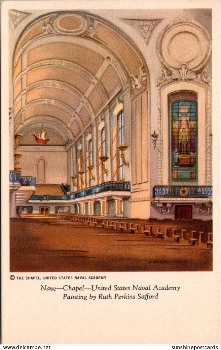 Maryland Annapolis U S Naval Academy Chapel The Nave Painting By Ruth Perkins Safford - Annapolis – Naval Academy