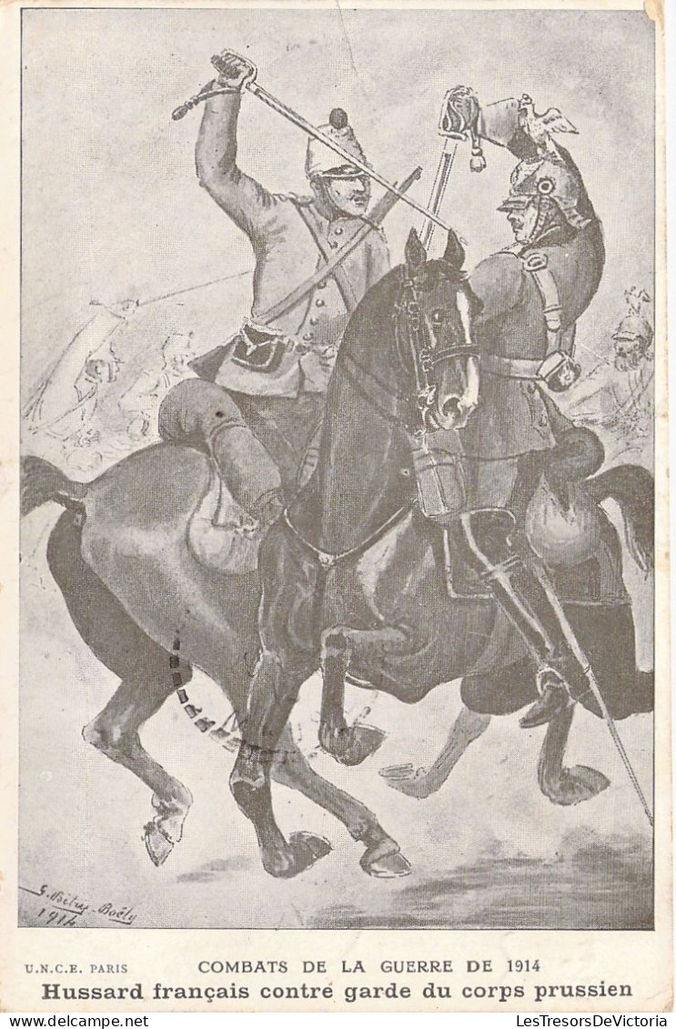 MILITARIA - Guerre - Hussard Français Contre Garde Du Corps Prussien - Carte Postale Ancienne - Other Wars