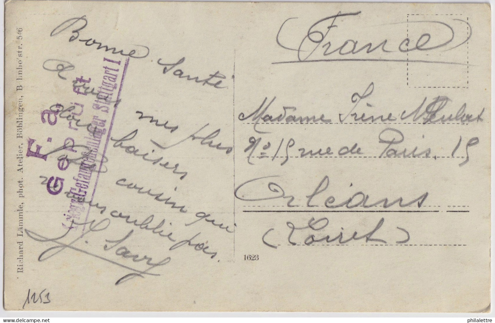 ALLEMAGNE / GERMANY - WWI POW Photo Card Censored From The KGfLStuttgart I Addressed To France - Briefe U. Dokumente