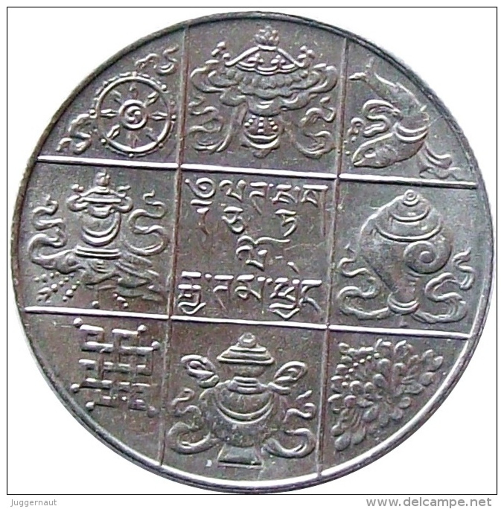 BHUTAN 1955 1/2-Rupee COPPER-NICKEL Coin KM-28.2 UNC - Butan