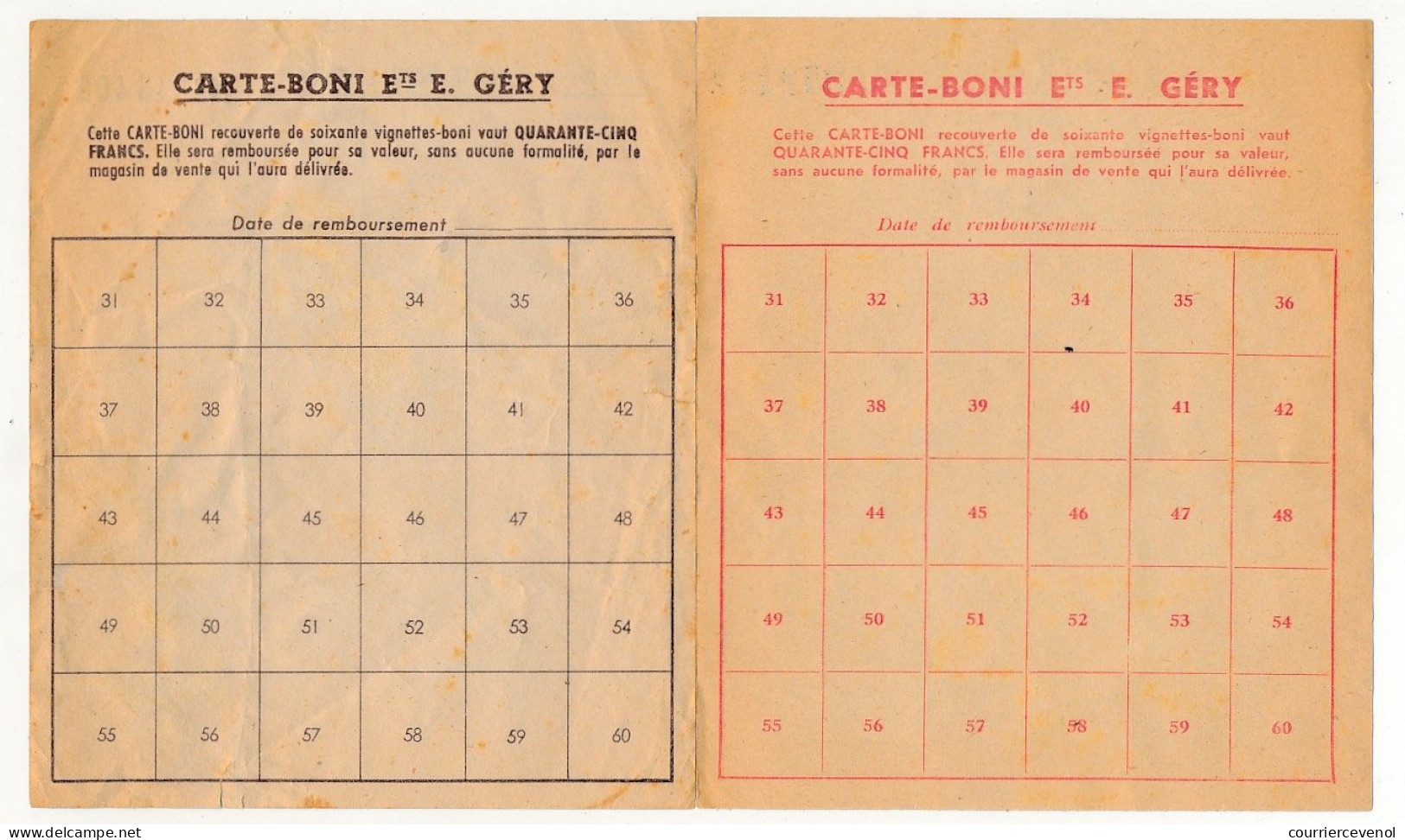 RAVITAILLEMENT - Carte-Boni Des Ets E.Géry Revêtue De 8 Vignettes (Epargne / Remboursement) + 2 Feuillets Roses Neufs - Unclassified