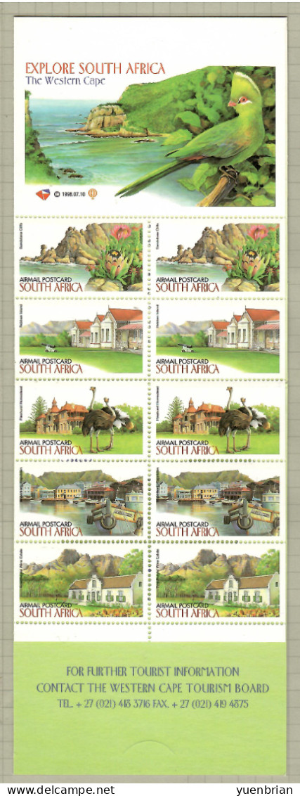 South Africa 1998, Bird, Birds, Ostrich, Booklet Of 2x Set Of 5v, MNH** - Struzzi