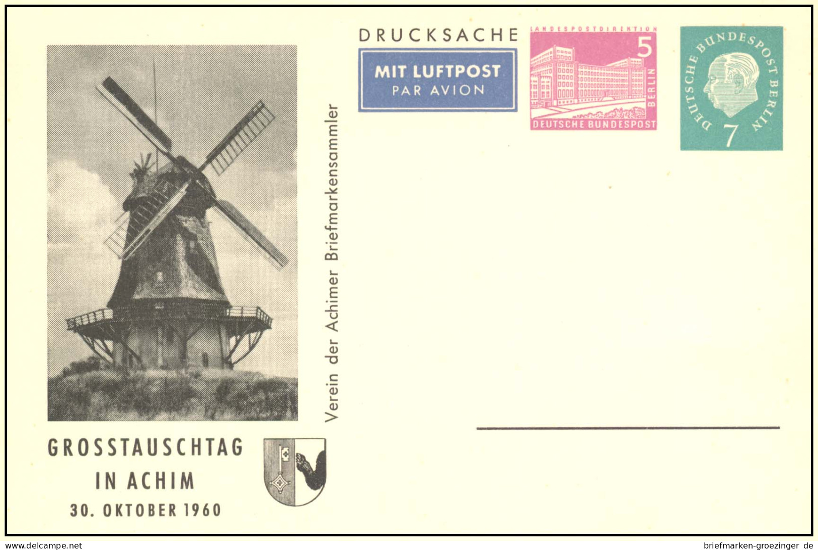 Berlin Privatganzsache Motiv: "Mühle"-16-6177 - Cartes Postales Privées - Neuves