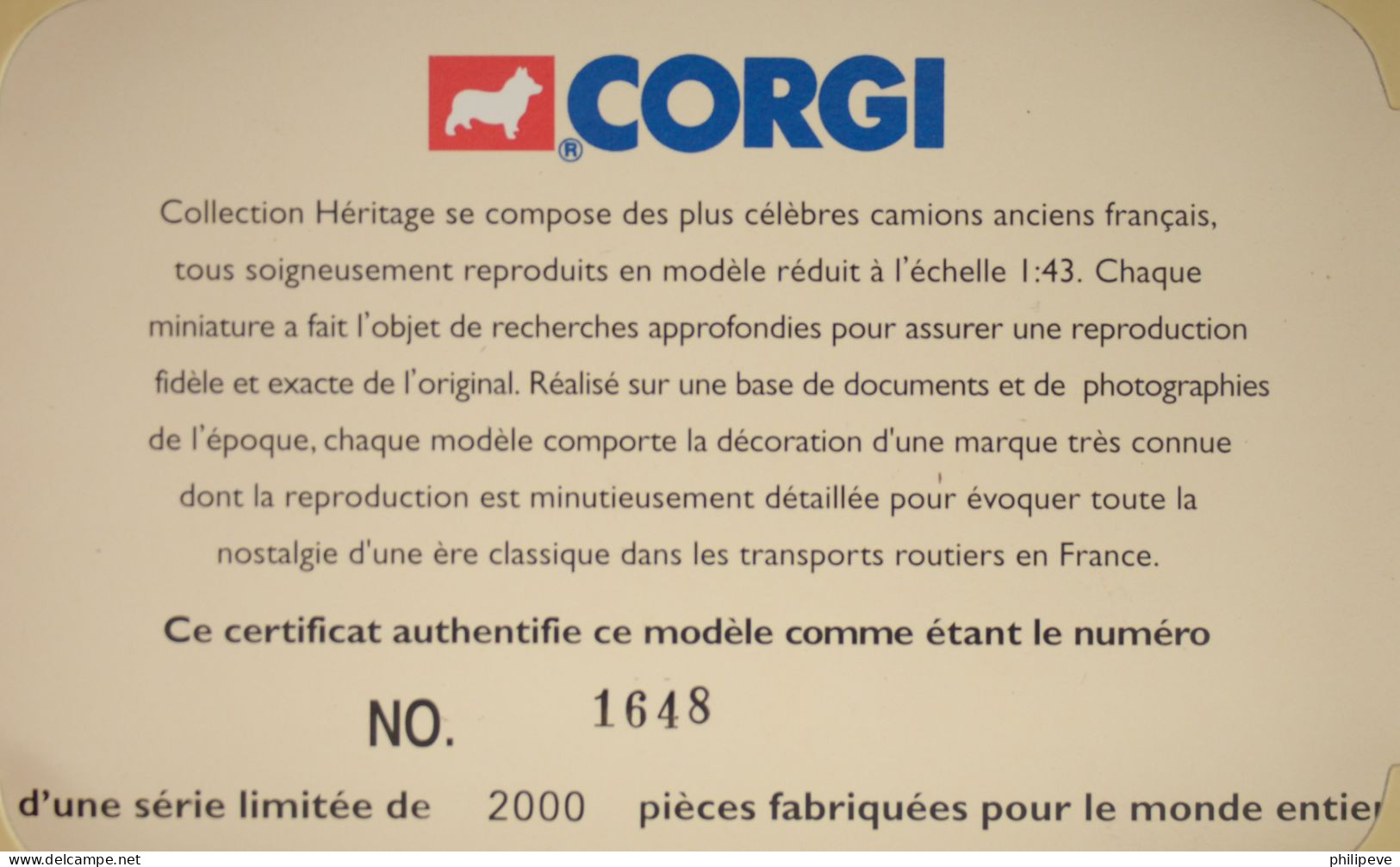 PEUGEOT D3A Tôlé Bleu - CORGI Héritage