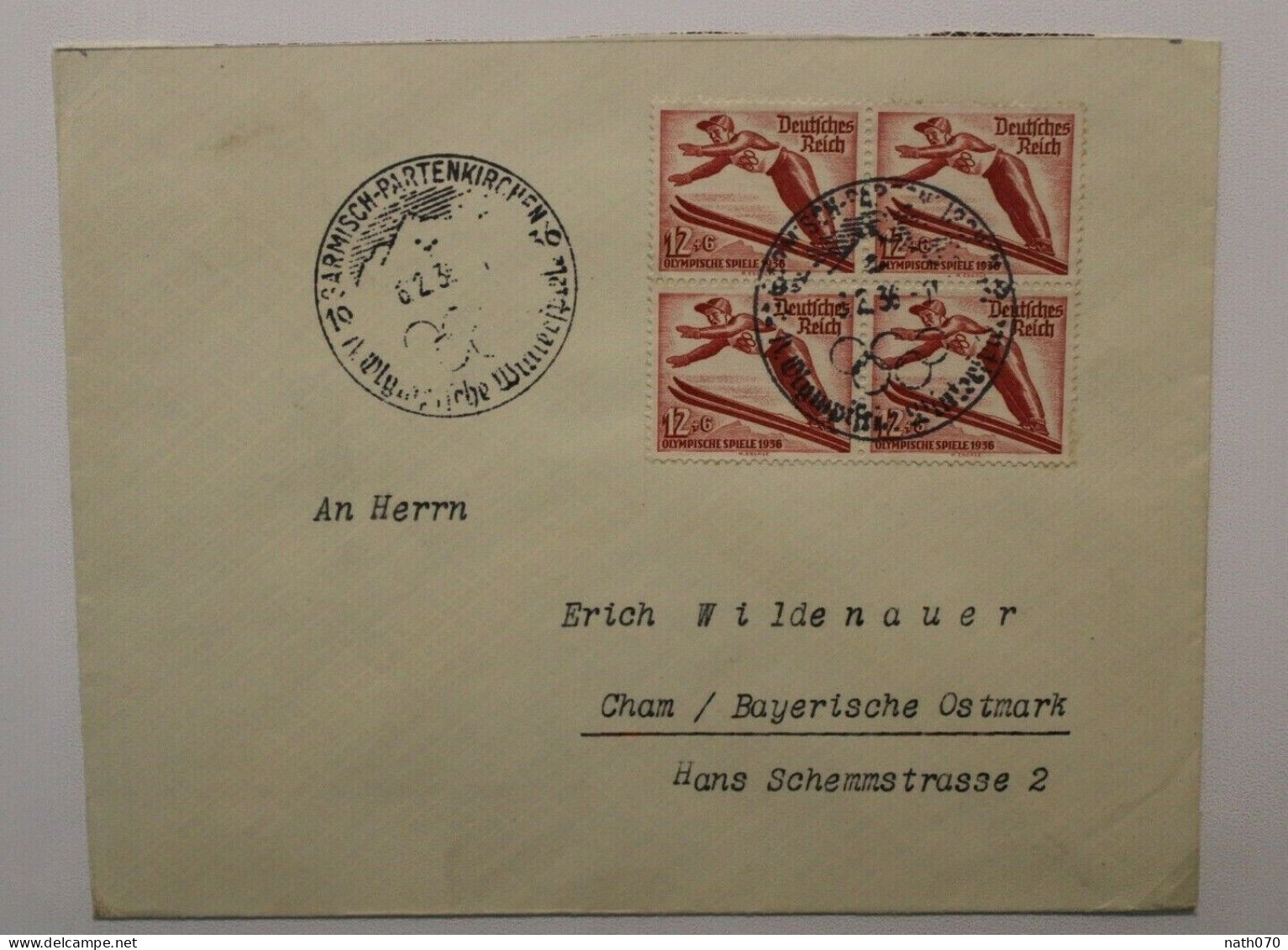 1936 Cham Bayerische Ostmark Germany Dt Reich Olympische Spiele Bloc Cover SST Bloc - Briefe U. Dokumente