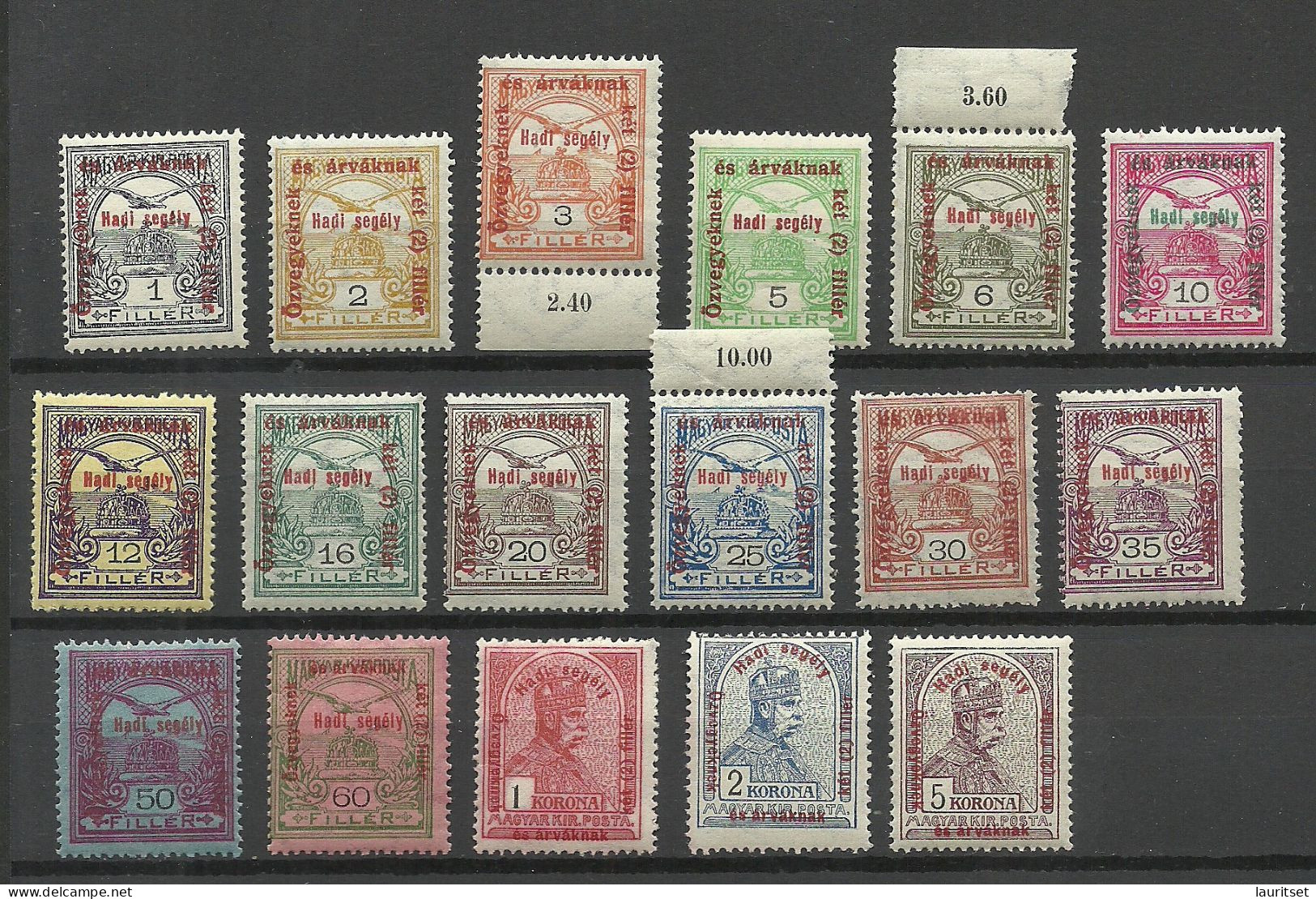 HUNGARY Magyar Ungarn 1915 Michel 162 - 178 MNH Incl. Variety Set Off Abklatsch - Nuovi