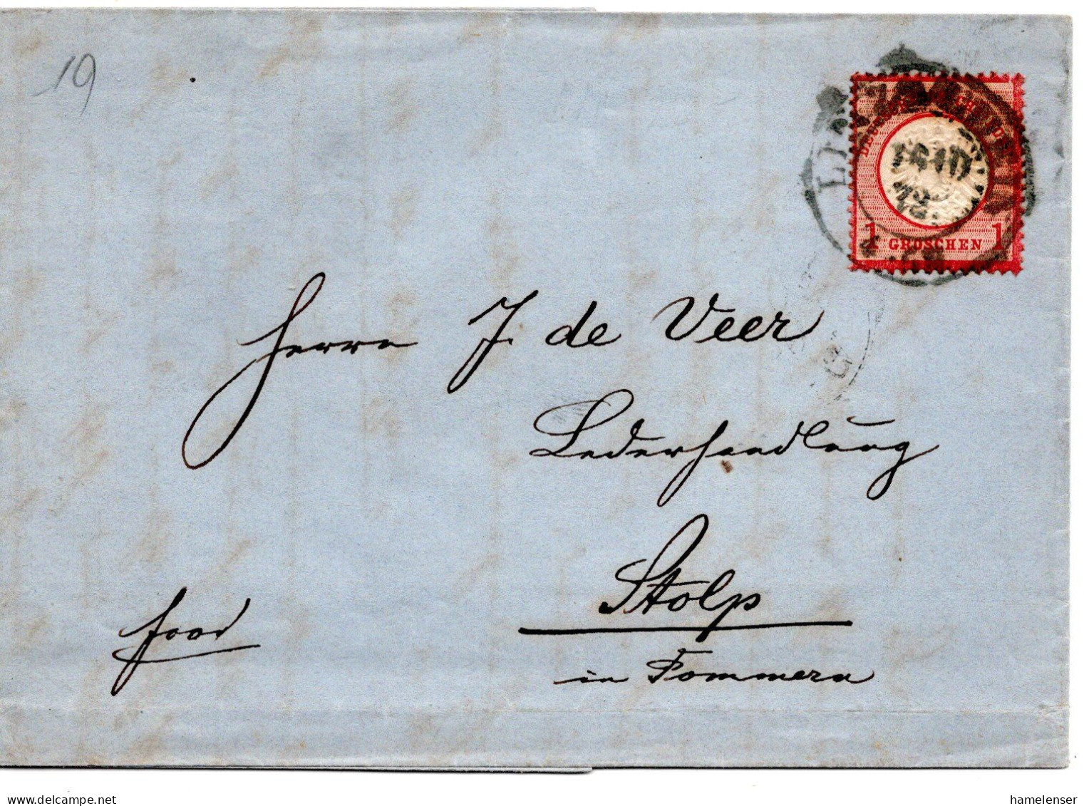 64540 - Deutsches Reich - 1872 - 1Gr Gr Schild EF A Bf LINZ -> STOLP - Briefe U. Dokumente