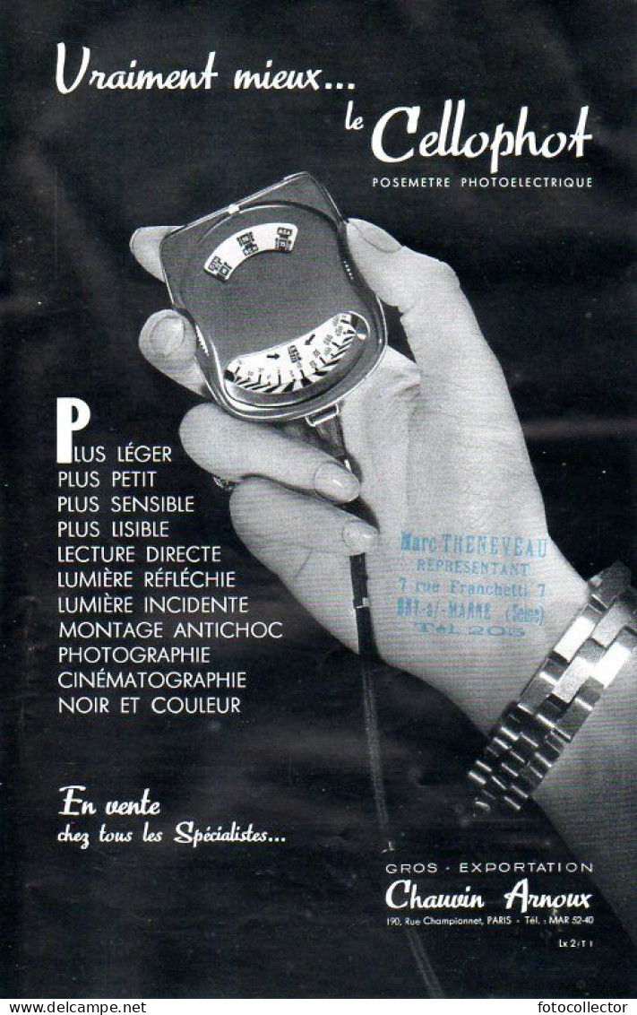 Photographie : Publicité Pour Le Posemètre Cellophot Chauvin Arnoux 1953 - Material Y Accesorios