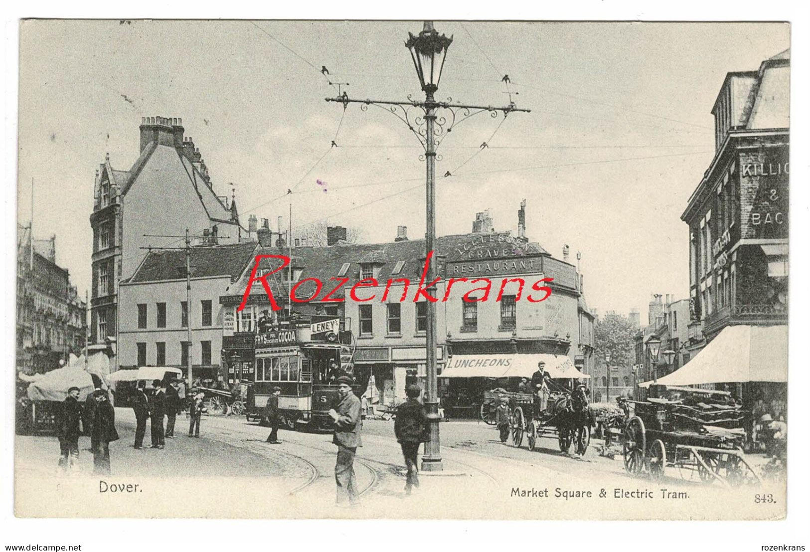 Dover - Market Square And Electric Tram UK England Kent United Kingdom Tram Tramway CPA Carte Postale Old POSTCARD - Dover