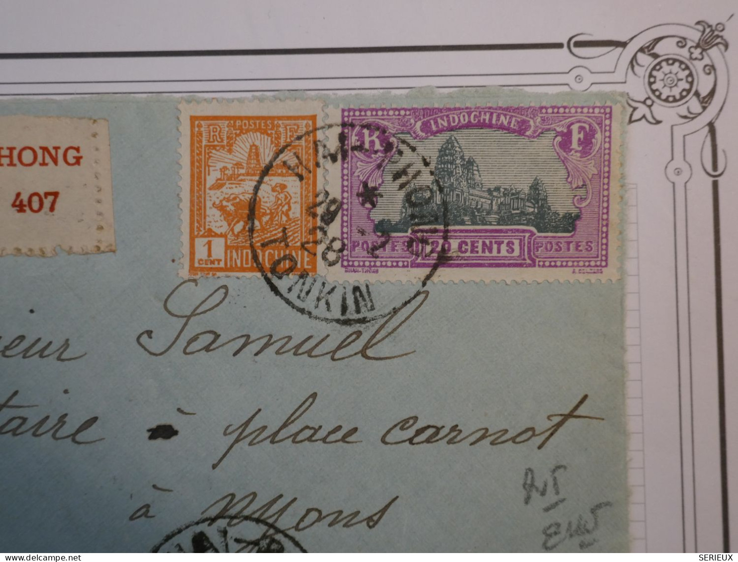 BP 16 INDOCHINE LETTRE DEVANT RECO RR 1928 HAIPHONG A BORDEAUX FRANCE+ TONKIN +AFFR. INTERESSANT++ - Lettres & Documents