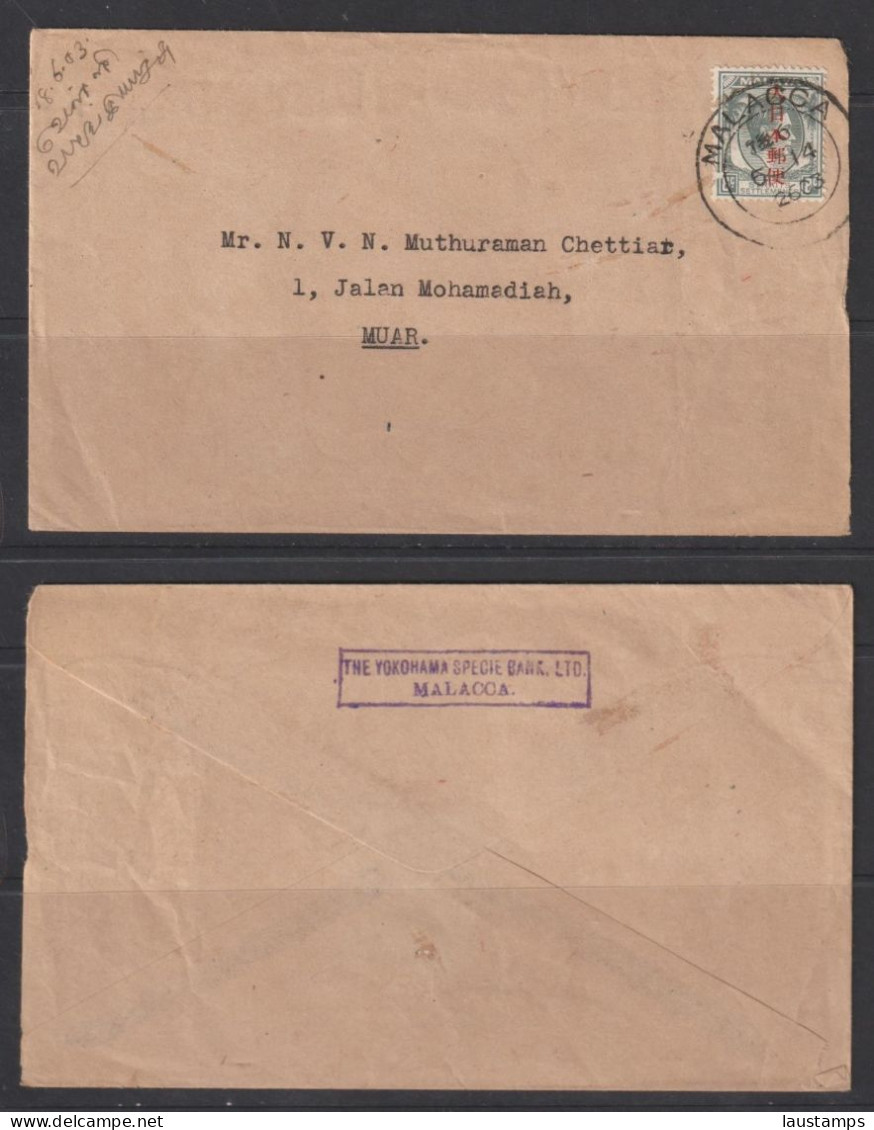 Japenese Occupation 1943 Used From Malacca To Muar With Content Cover - Malaysia (1964-...)